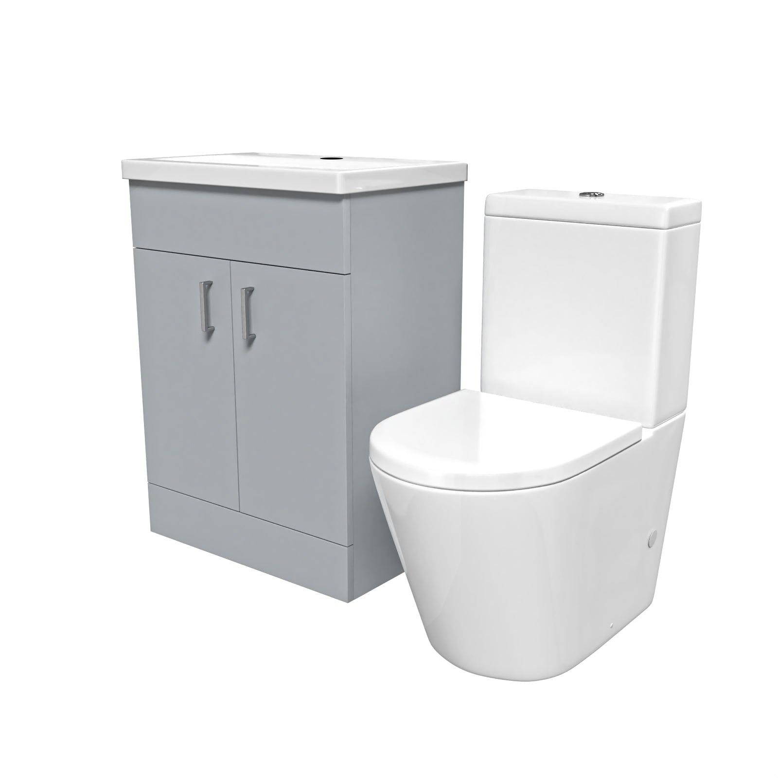 Nanuya Matte Grey 600mm Basin Vanity Unit & Close Coupled Toilet
