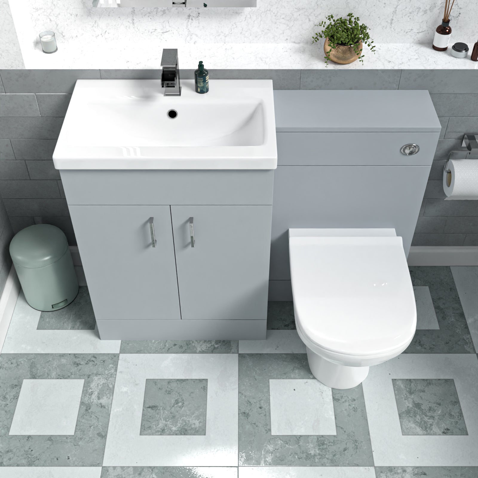 Nanuya Matte Grey 1100mm Basin Vanity & WC Unit & Back to Wall Toilet Flat Pack