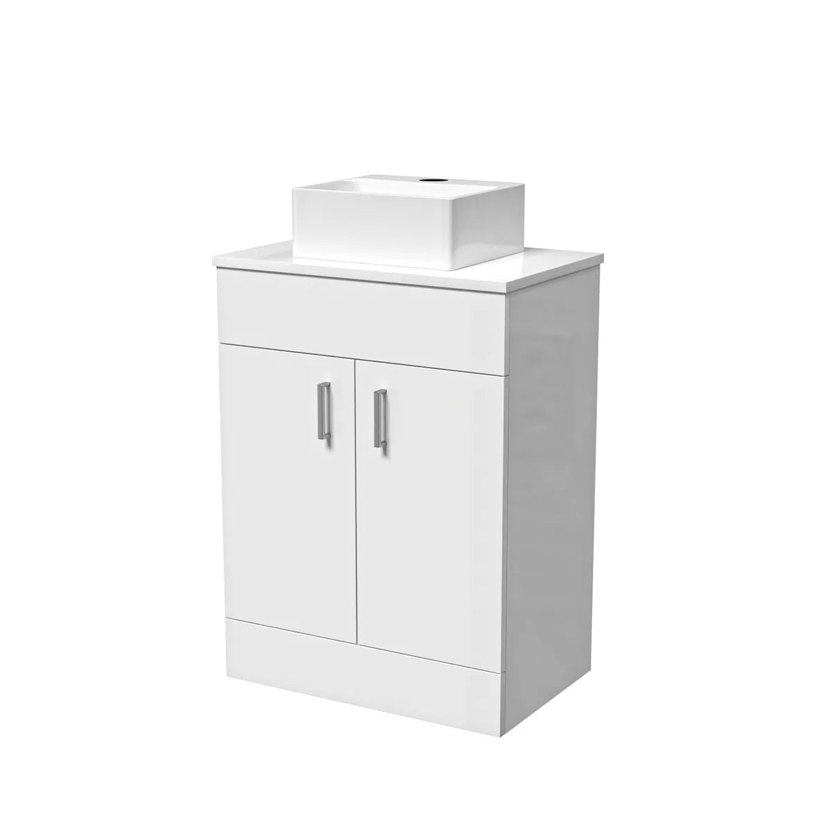 Nanuya White 600mm Bathroom Doors Vanity Unit Rectangle Basin