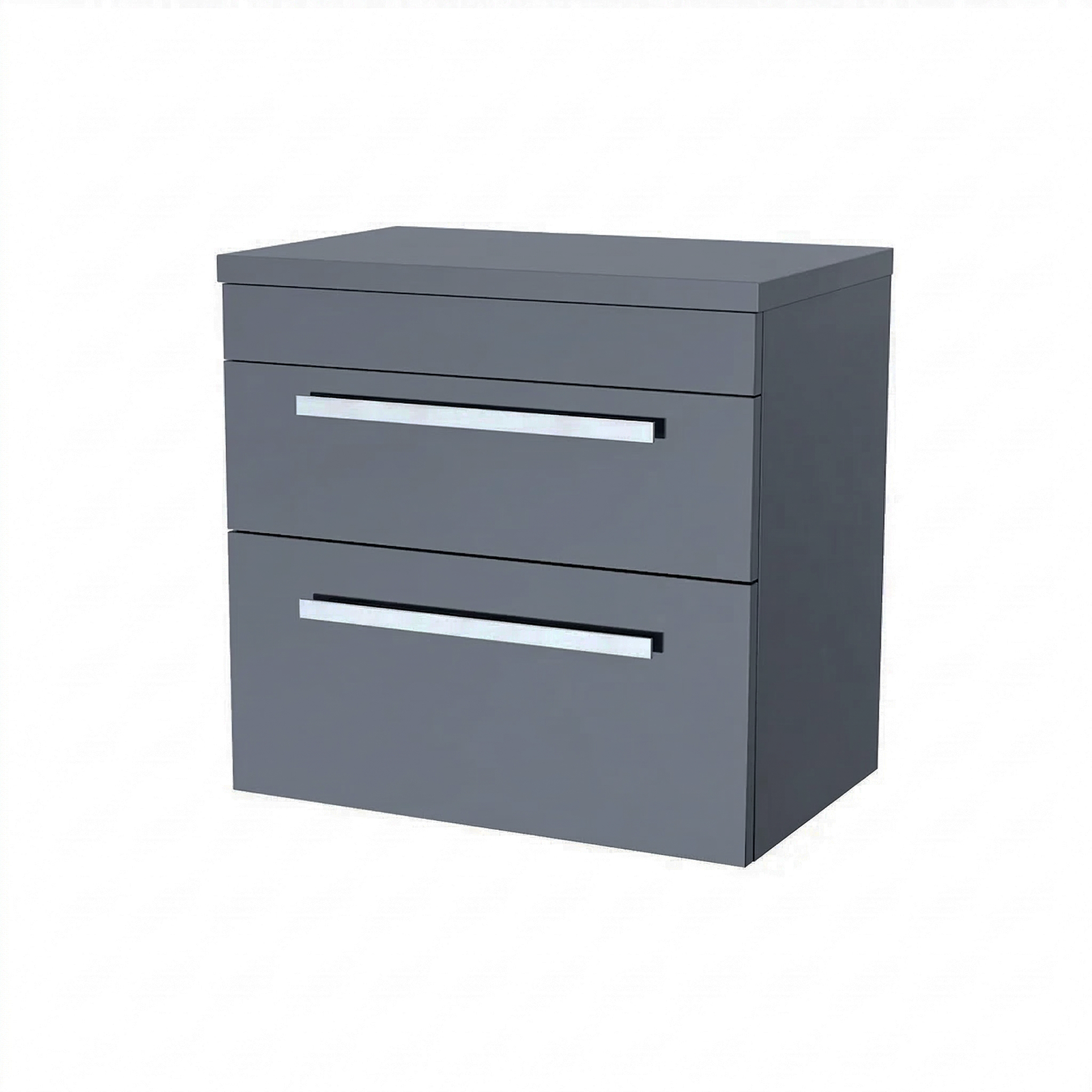 Nanuya 600mm Steel Grey Wall Hung 2 Drawers Worktop Vanity Unit