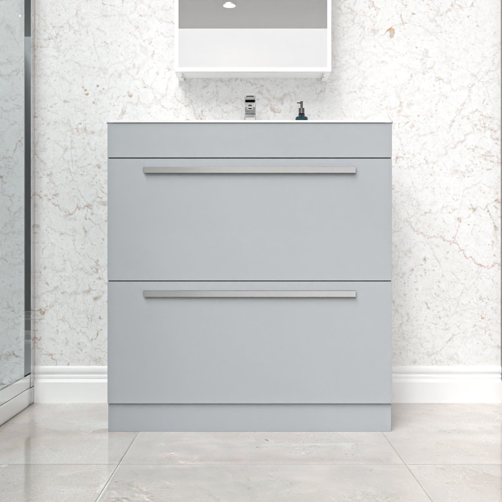Nanuya 800mm Matte Grey 2 drawers Stylish Slim Basin Vanity Unit