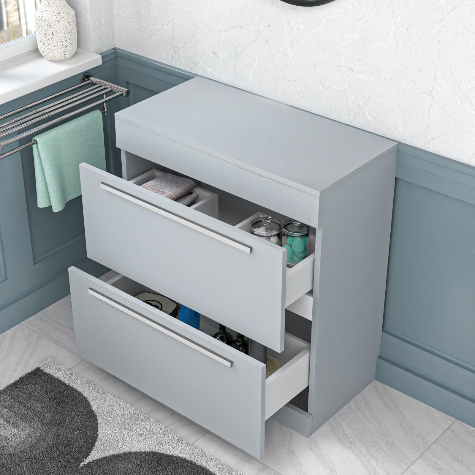Nanuya 800mm Matte Grey Vanity Unit Cabinet With Worktop