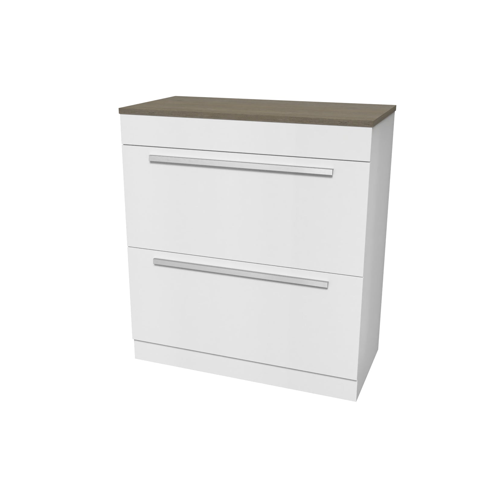 Nanuya 800mm White Vanity Unit Cabinet With Oak Worktop