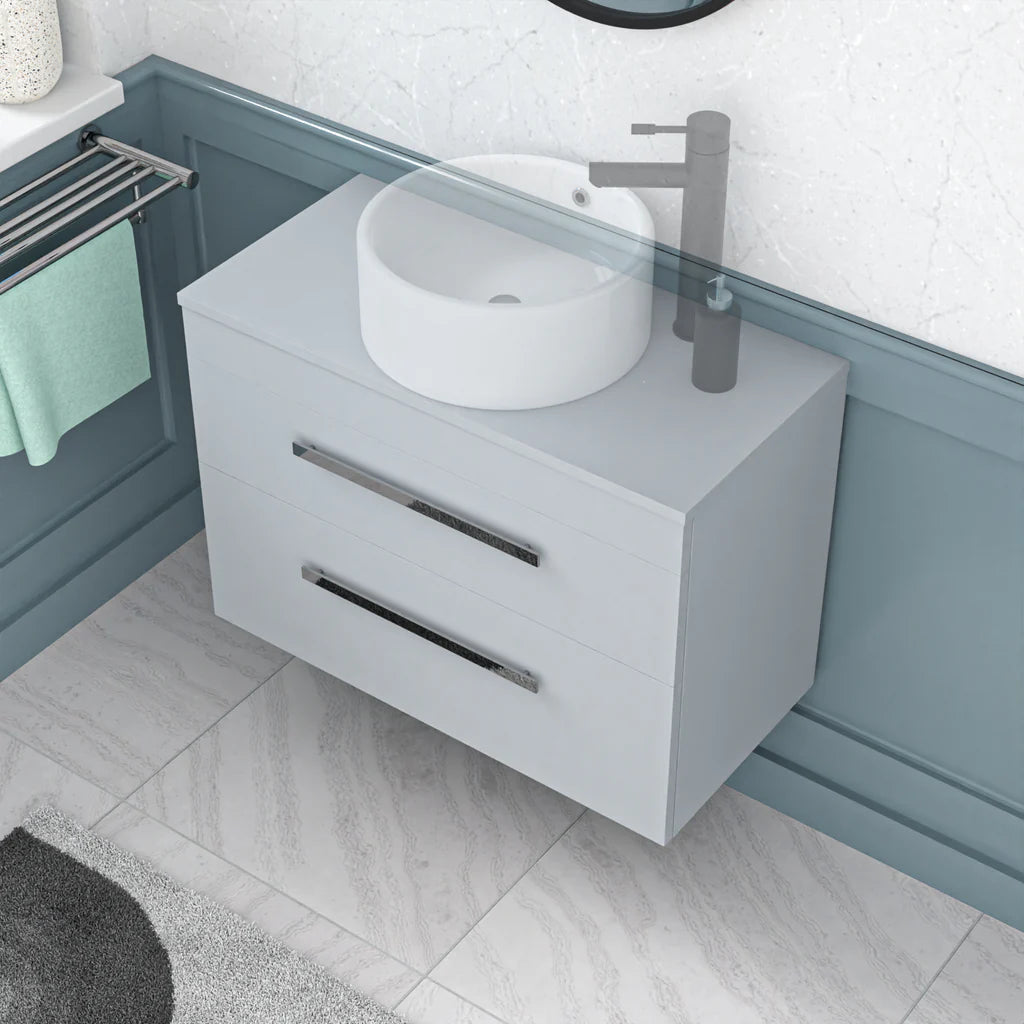 Wall Hung 800mm Matte Grey Drawers Vanity With Basin and Worktop