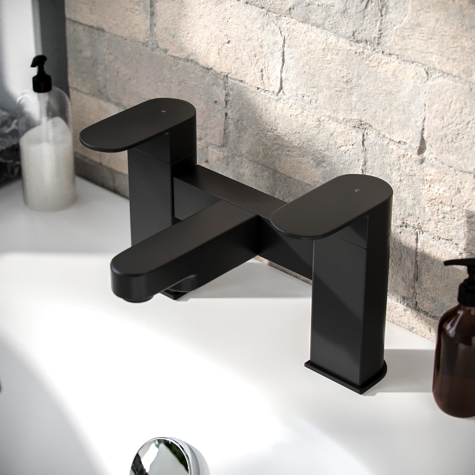 Eclipse Contemporary Design Matte Black Bridge Deck Mounted Bath Filler Tap