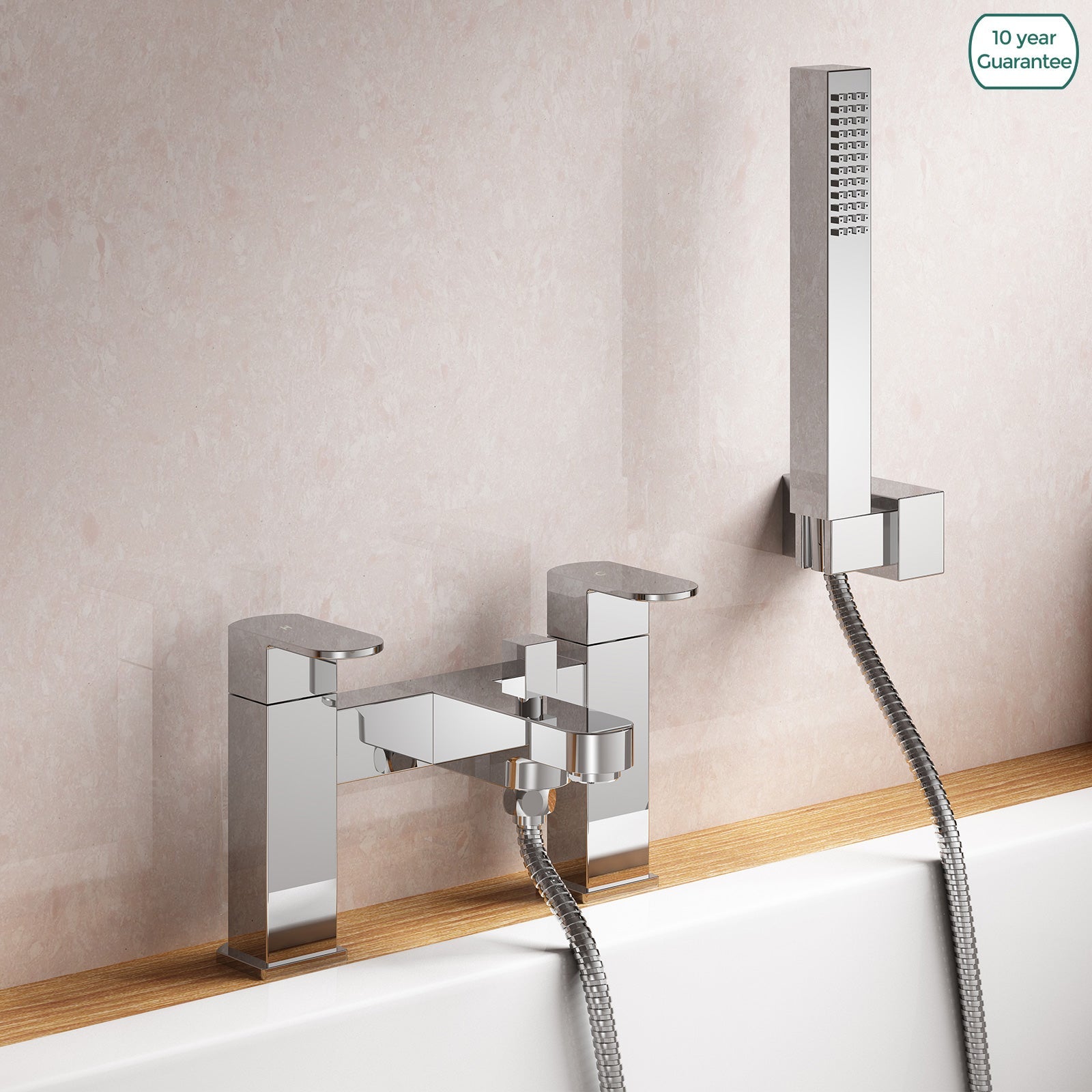 Eclipse Contemporary Design Set Of Chrome Bathroom Basin Single Lever Tap And Bath Shower Mixer With Handset Kit