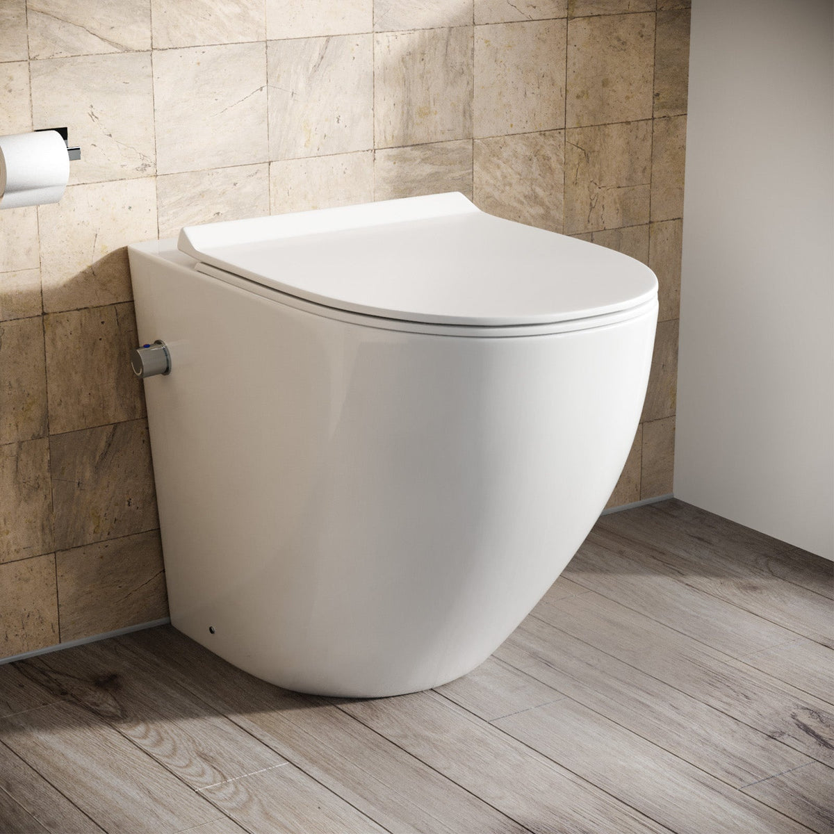 Rimless Comfort Height Back To Wall Toilet With Integrate Hot Cold Bidet