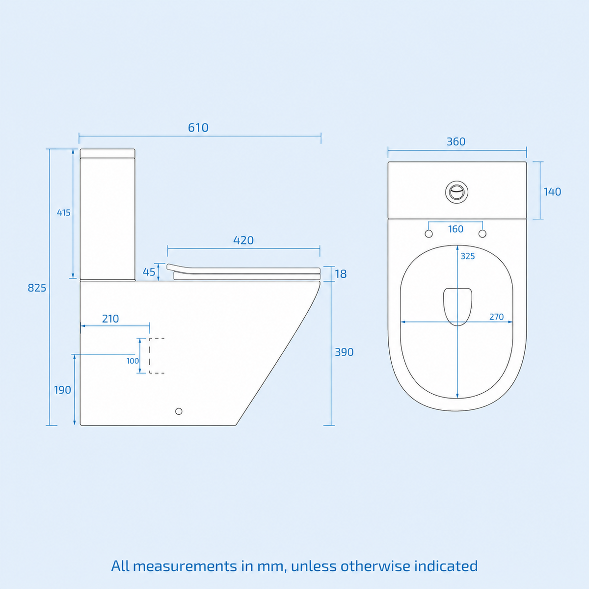 Round Rimless Close Coupled Toilet With Integrated Hot & Cold Bidet Valve