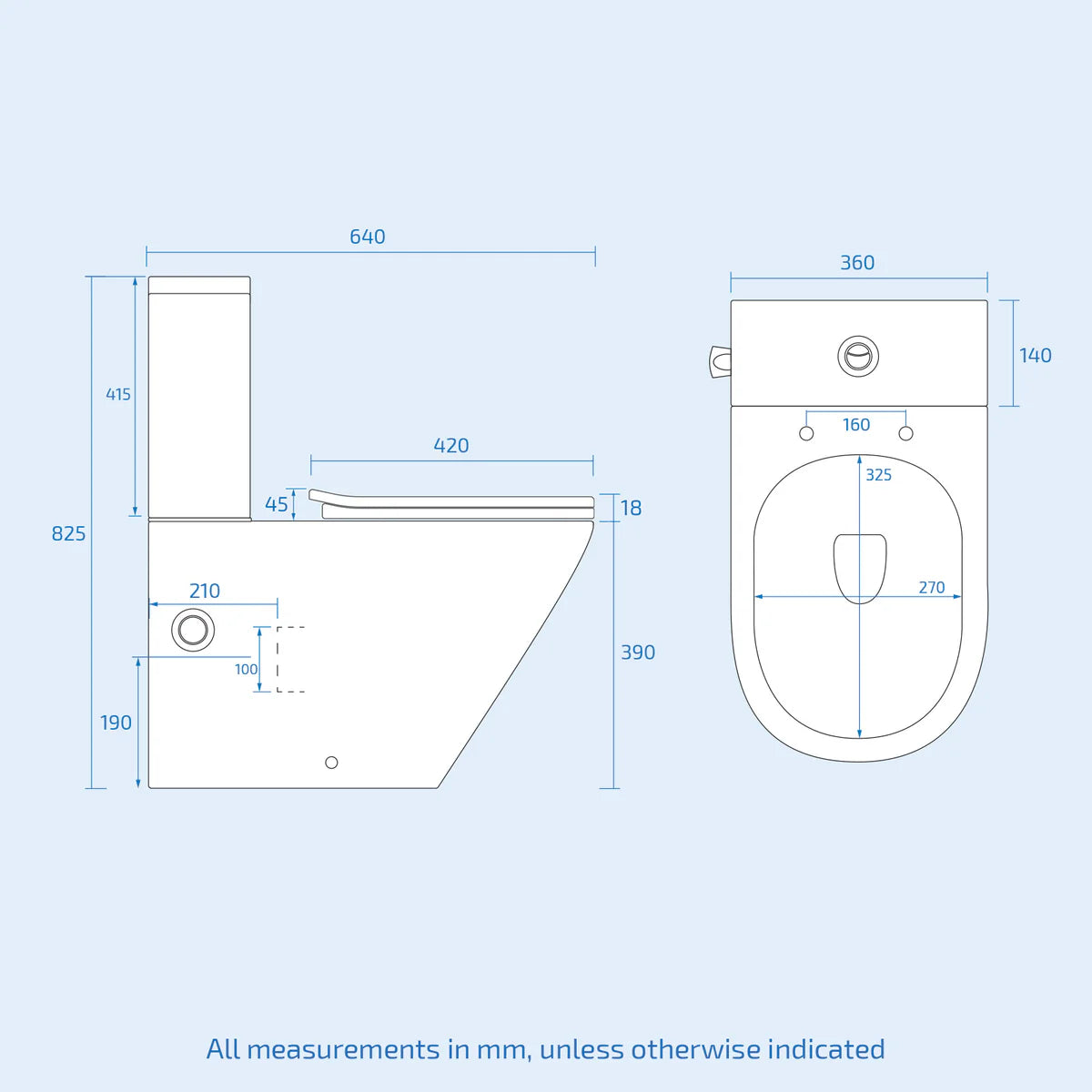 Round Rimless Close Coupled Toilet Pan With Integrated Bidet Valve