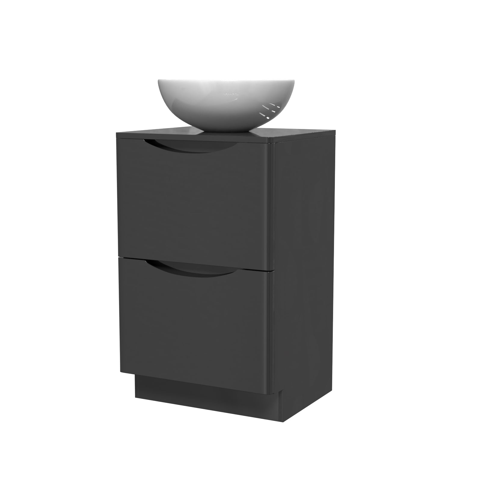 Merton Dark Grey 500mm Freestanding Vanity Round Ceramic Countertop Basin