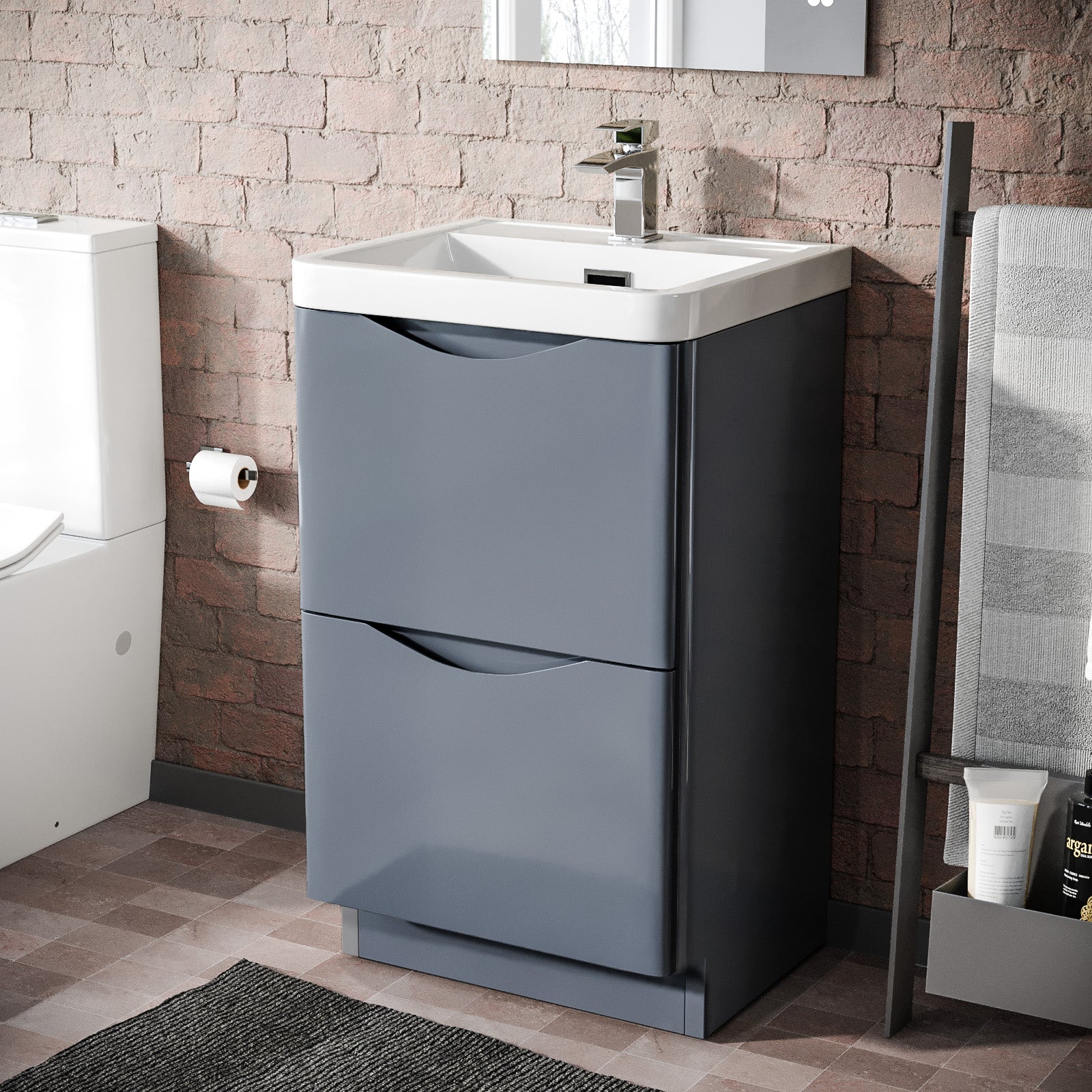 Merton Grey 500mm Floorstanding Basin Vanity Unit
