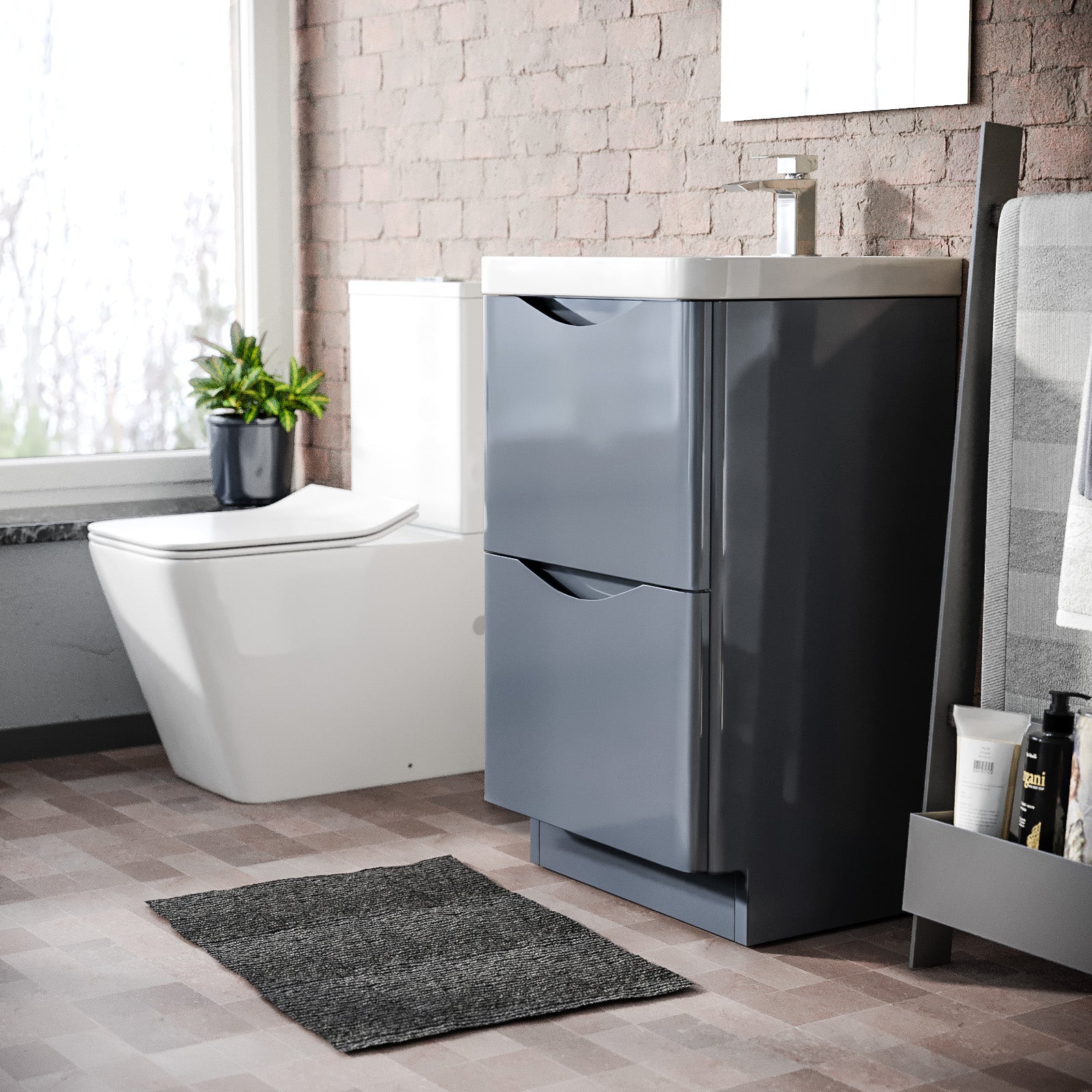 Merton Grey 500mm Floorstanding Basin Vanity Unit