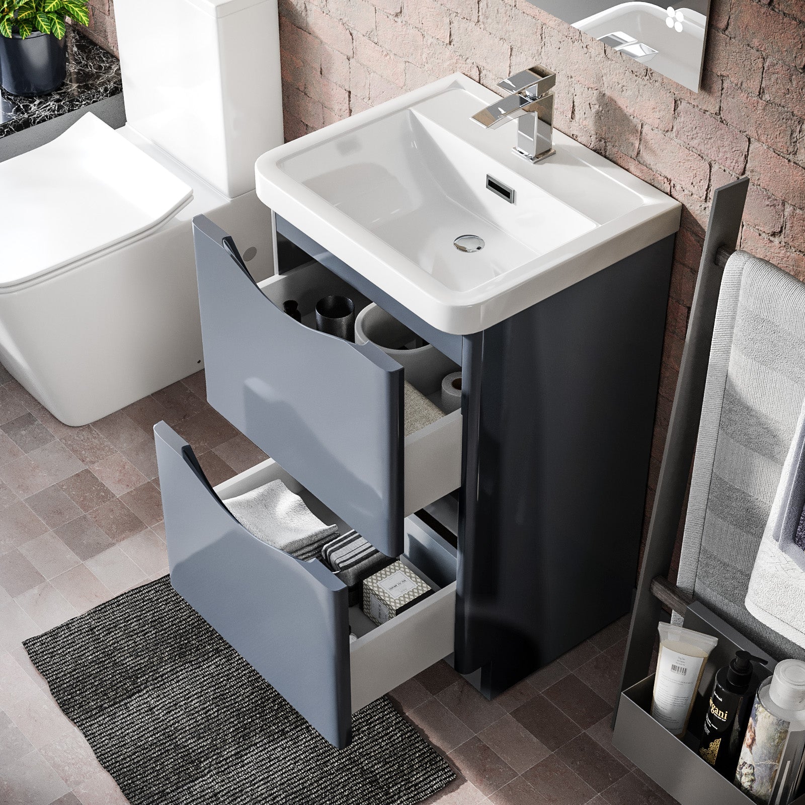 Merton Grey 500mm Floorstanding Basin Vanity Unit