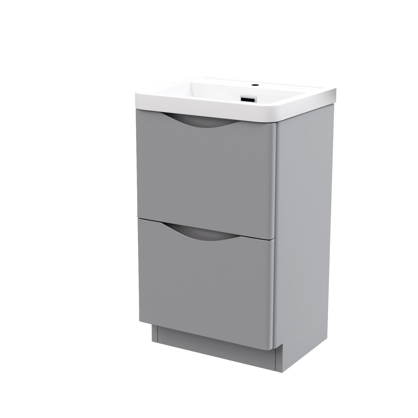 Merton Matte Grey 500mm 2 Drawer Freestanding Vanity Basin Cabinet Bathroom