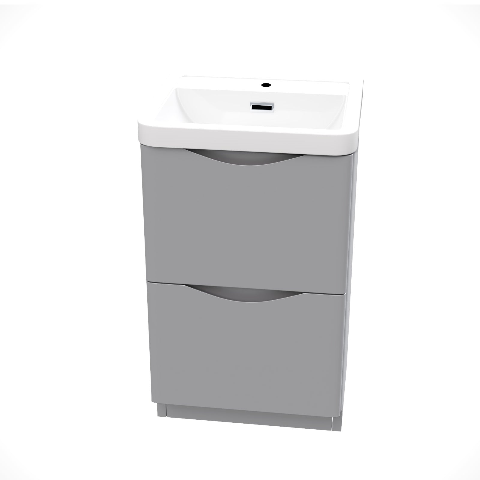 Merton Matte Grey 500mm 2 Drawer Freestanding Vanity Basin Cabinet Bathroom
