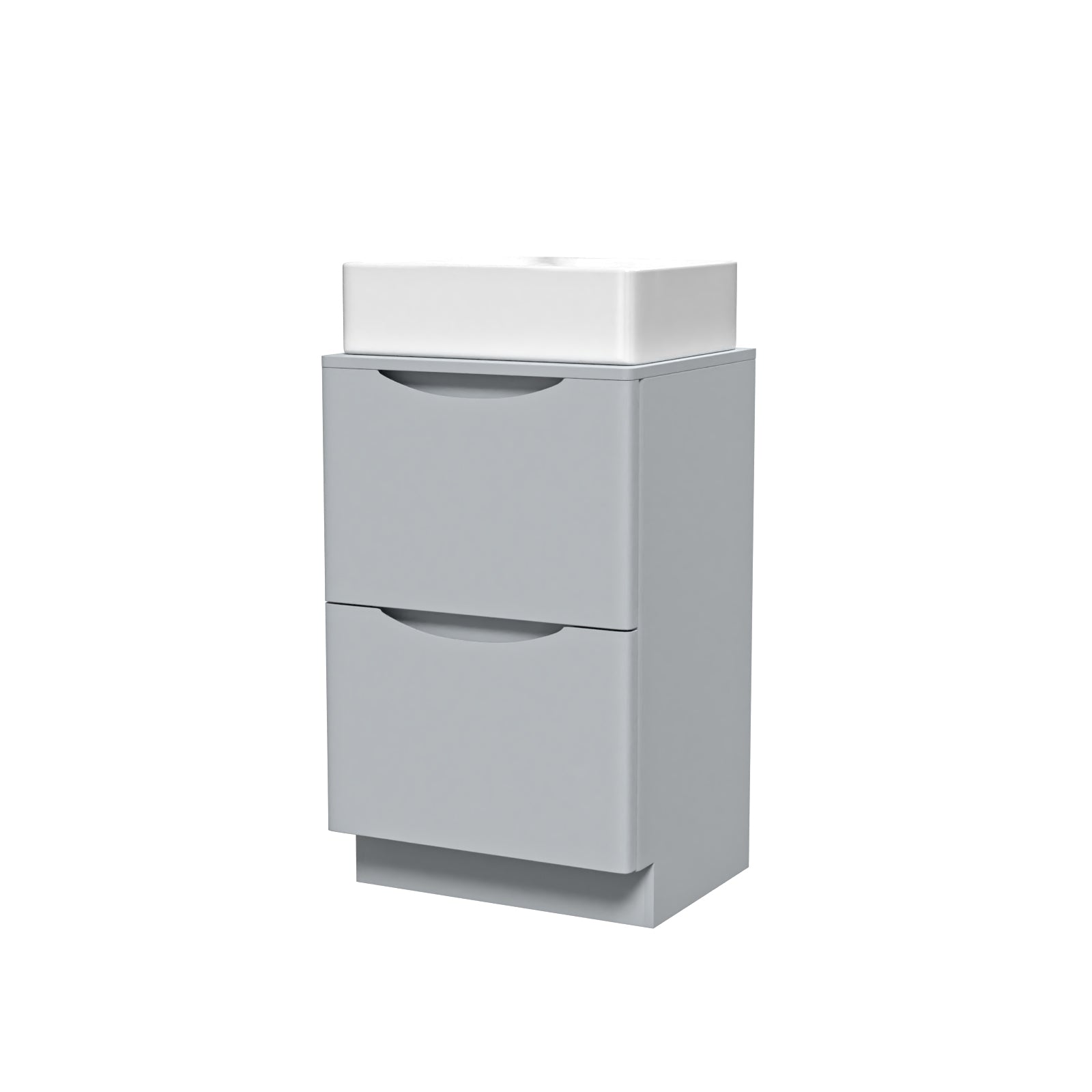 Merton 500mm Matte Grey Bathroom Vanity Unit, Worktop With Square Bowl Basin