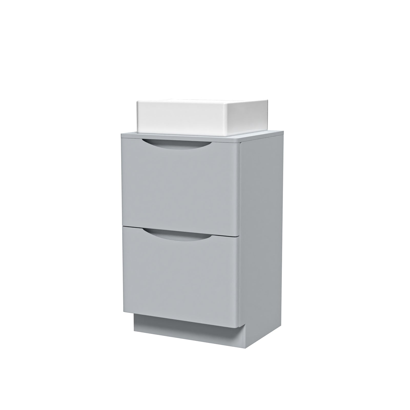 Merton 500mm Matte Grey Bathroom 2 Drawers Vanity & Worktop With Square Basin