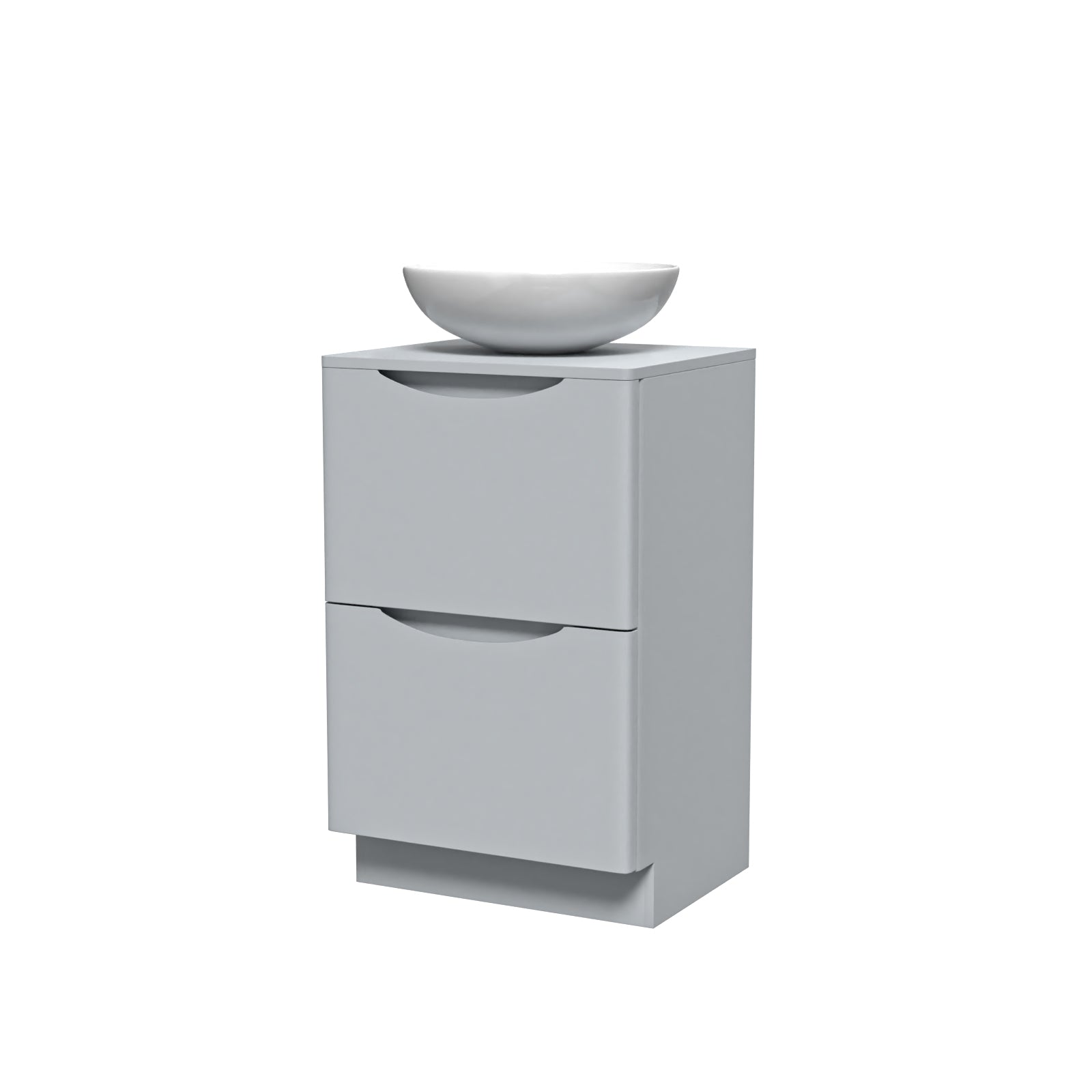Merton Matte Grey 500mm Freestanding Vanity Unit With Round Ceramic Basin