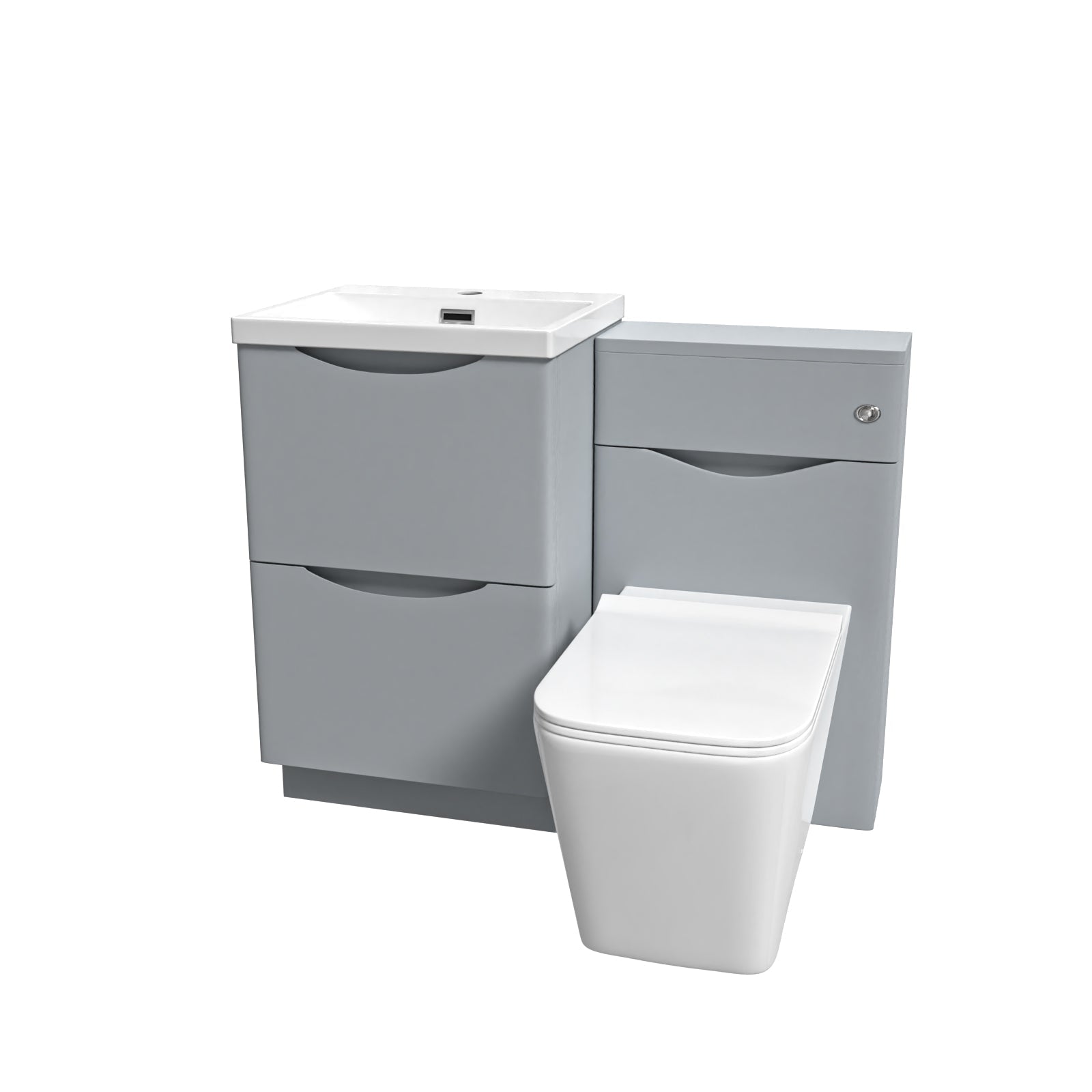 Merton Matte Grey 1000mm Freestanding Basin Vanity WC Unit & Square BTW Toilet