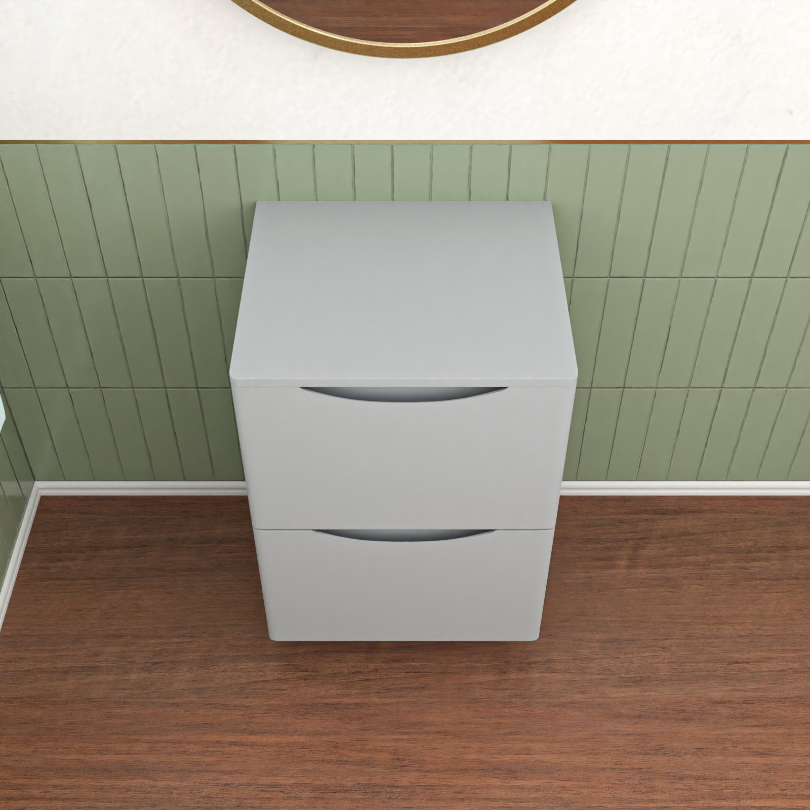 Merton Matte Grey 500mm 2 Drawer Work Top Freestanding Bathroom Vanity Unit