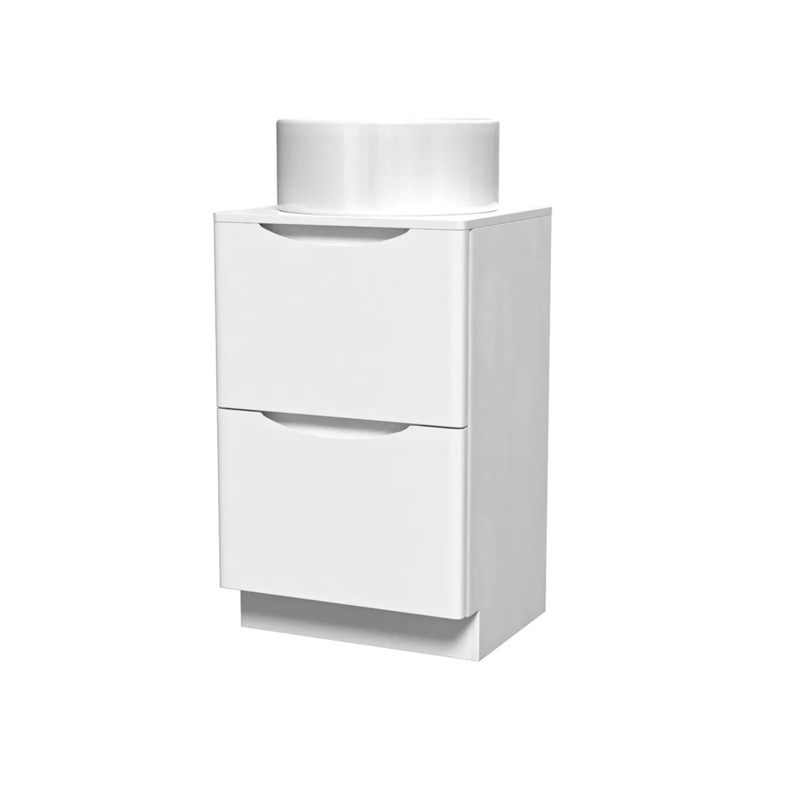 500mm White Freestanding Vanity With Worktop and 420mm Round Basin