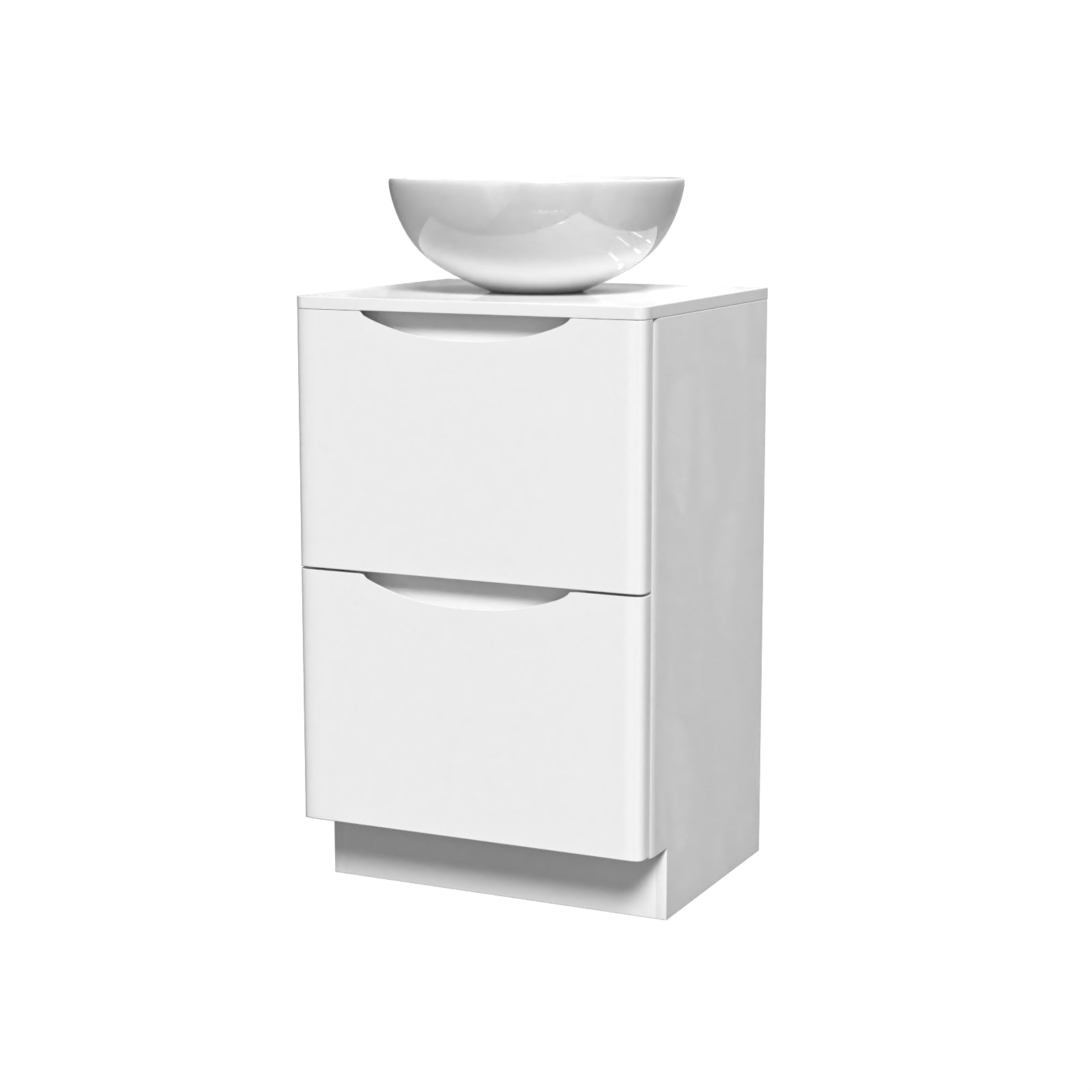 Merton White 500mm Freestanding Vanity Unit Round Ceramic Countertop Basin