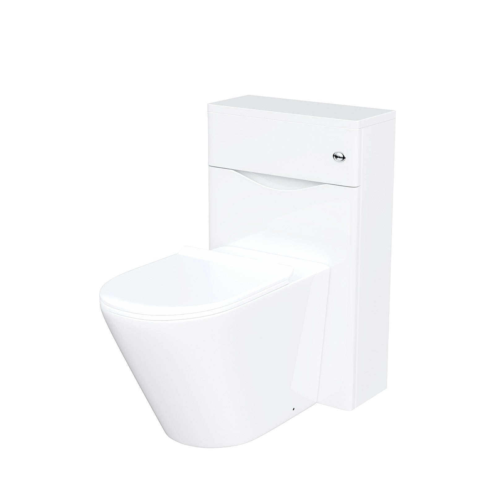 Merton 500mm WC Unit White & Rimless Back To Wall Toilet Flat Pack