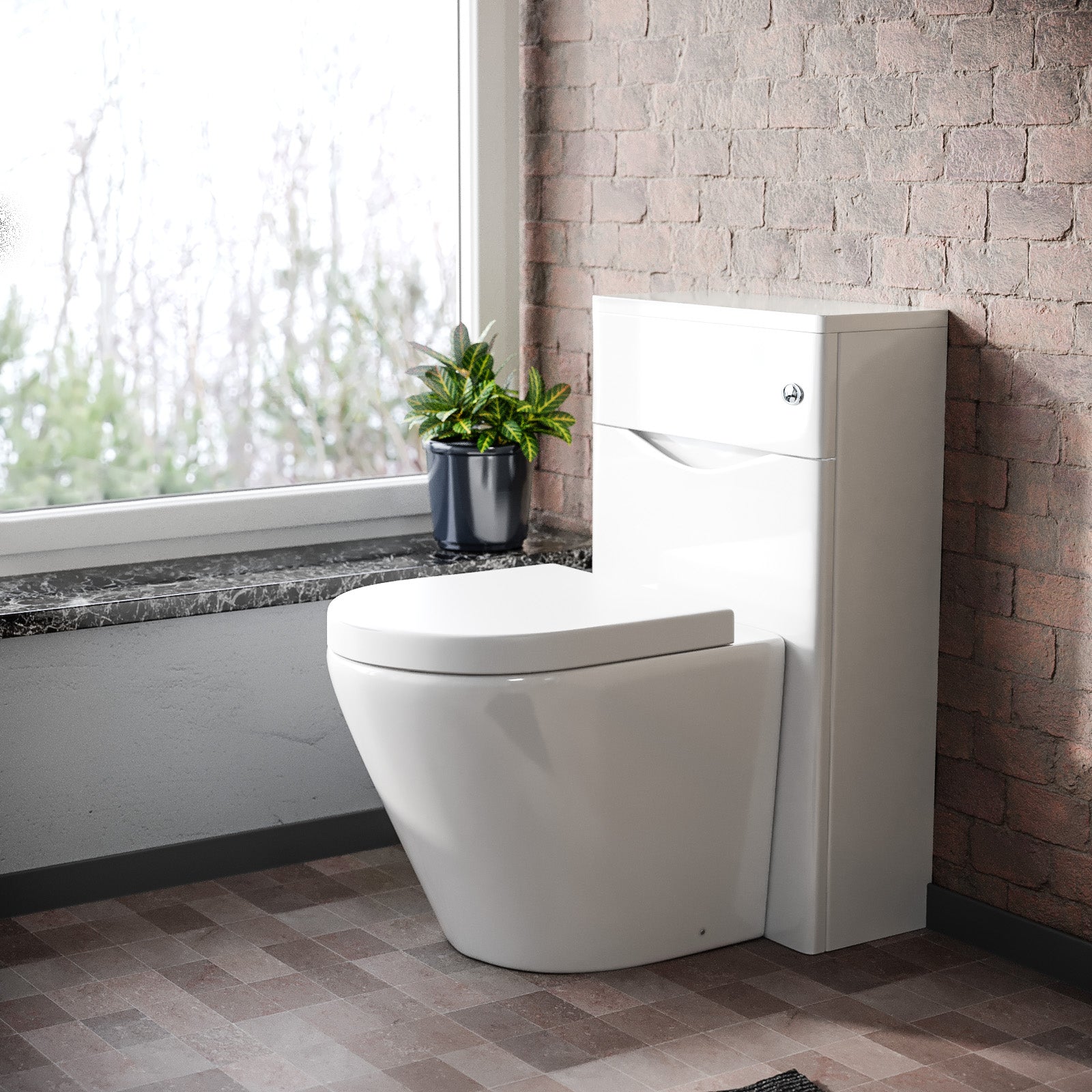 Merton 500mm WC Unit & Rimless Back To Wall Toilet White Flat Pack