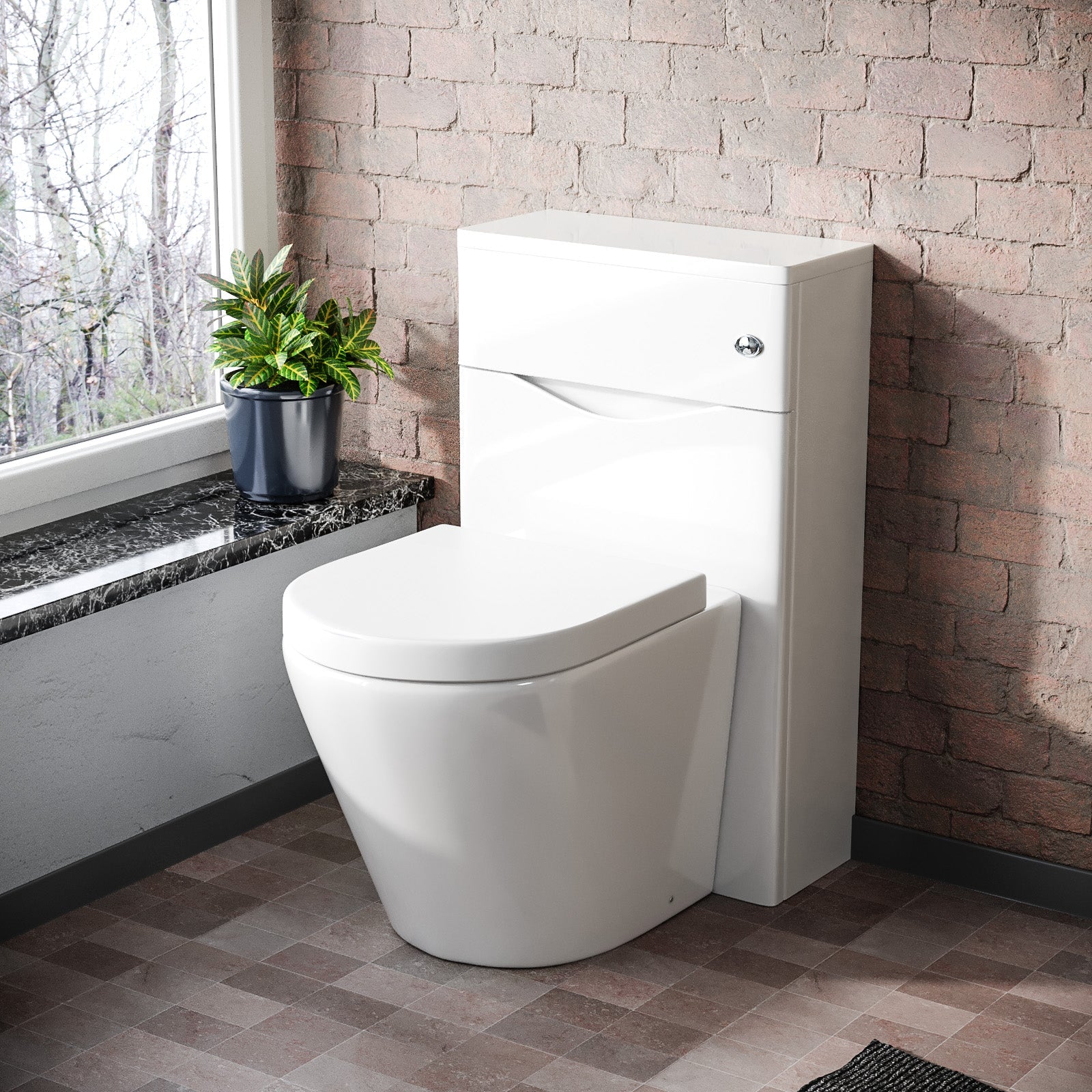 Merton 500mm WC Unit & Rimless Back To Wall Toilet White Flat Pack
