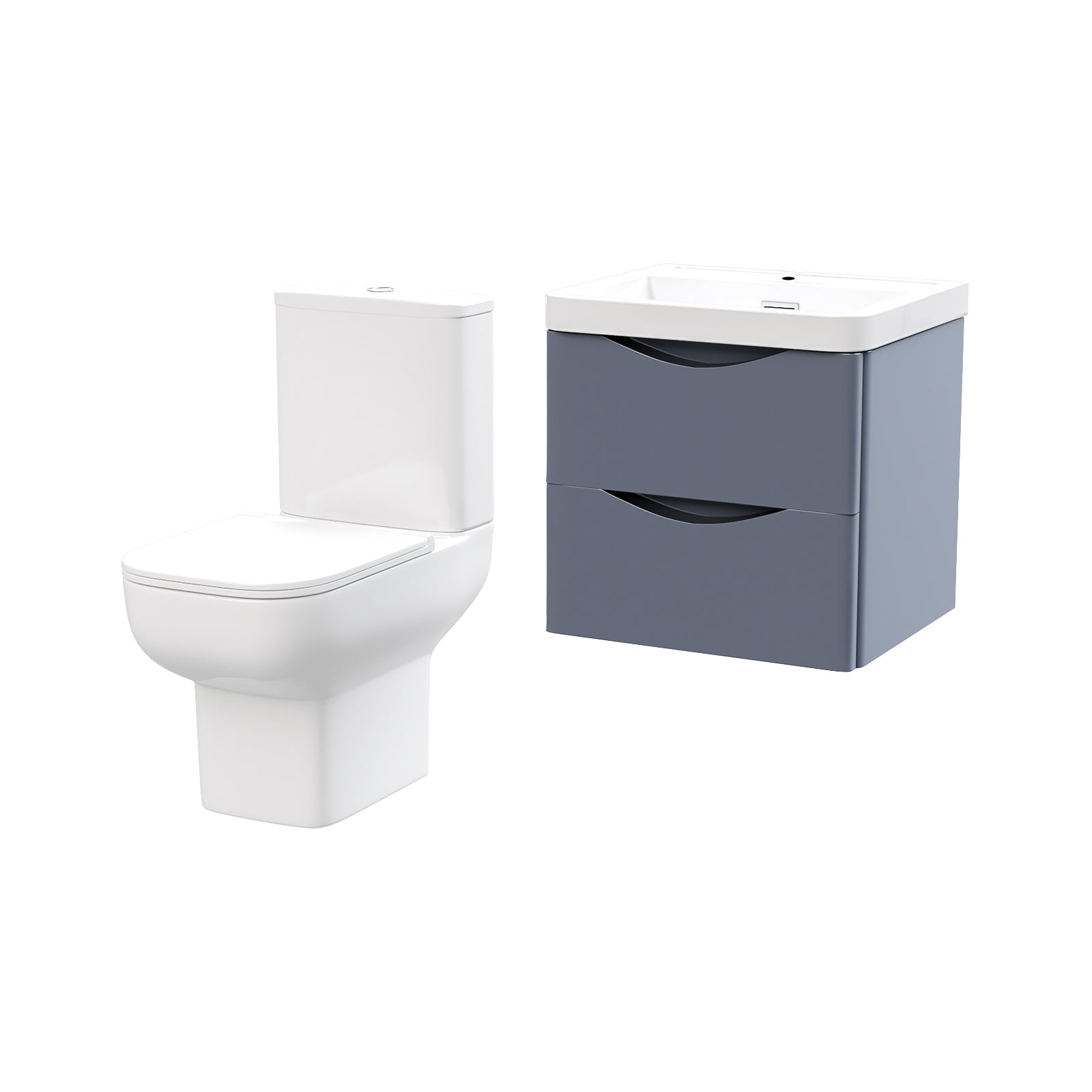 Merton Grey 500mm Wall Hung Vanity Basin Unit & Close Coupled Toilet