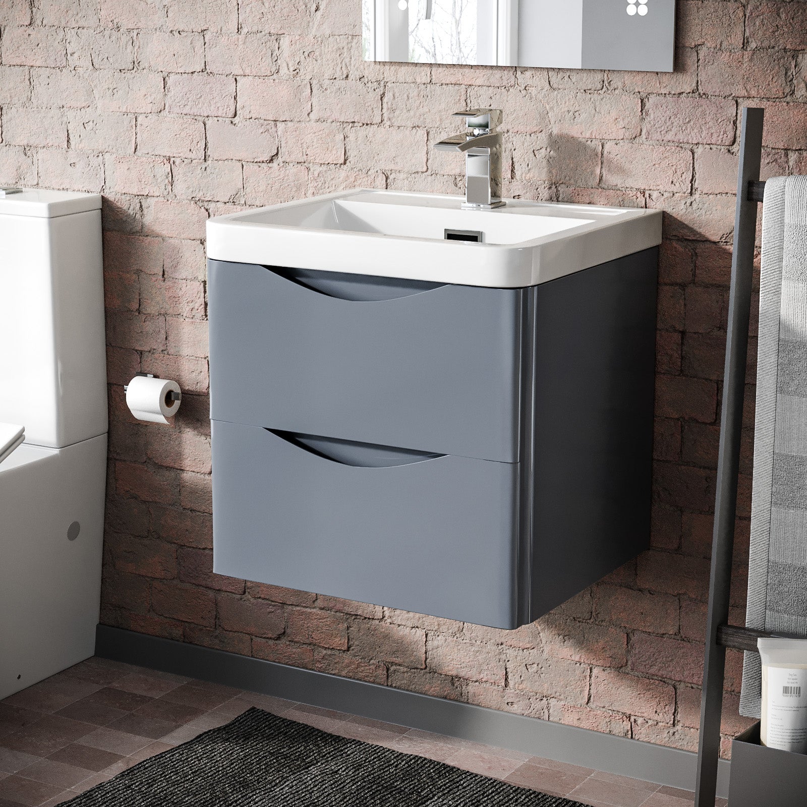 Merton Grey 500mm Wall Hung Basin Vanity Unit