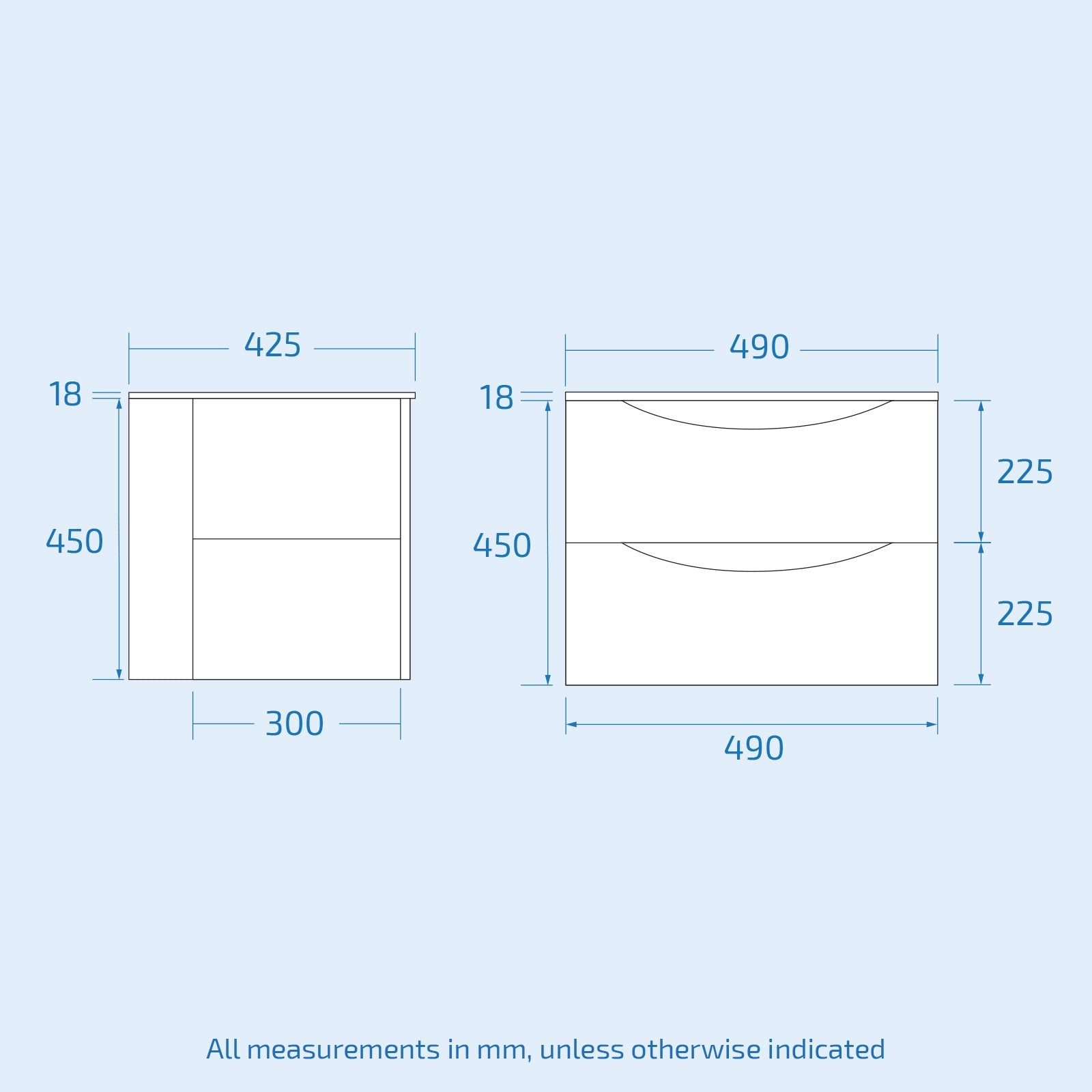 Merton White 500mm Bathroom Wall Hung Vanity With Worktop