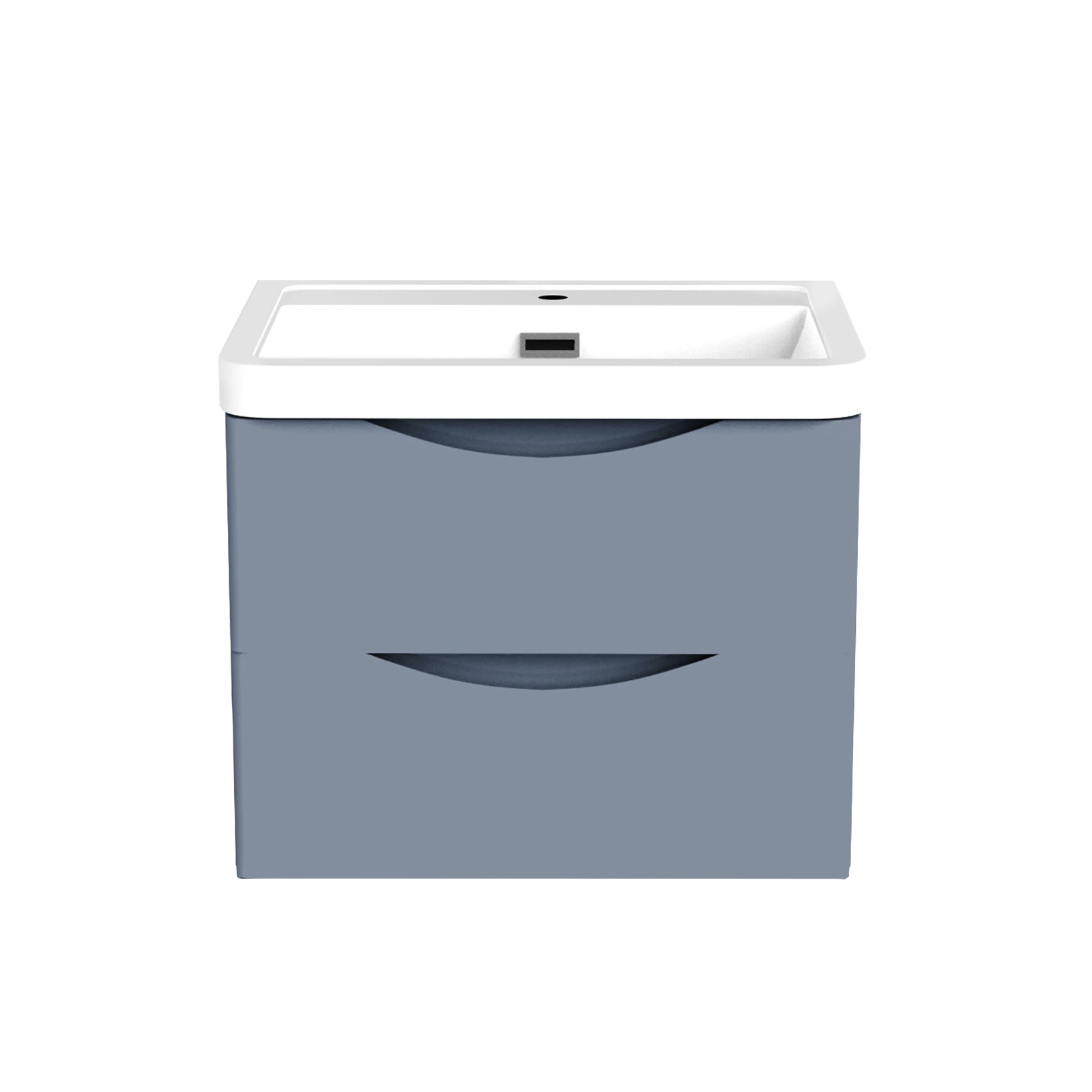 Merton Steel Grey 600mm Gloss Bathroom Wall Hung Basin Vanity Unit