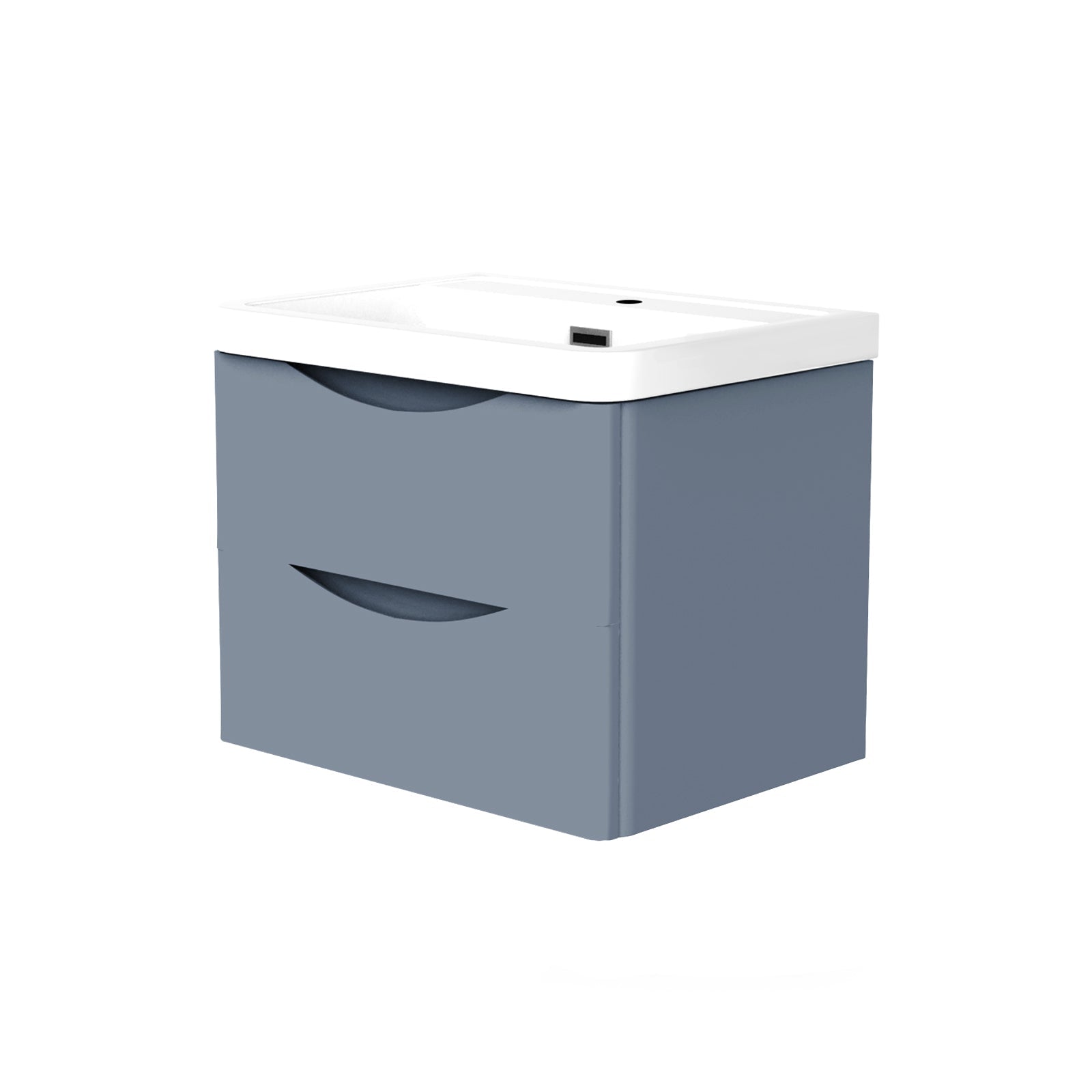 Merton Steel Grey 600mm Gloss Bathroom Wall Hung Basin Vanity Unit