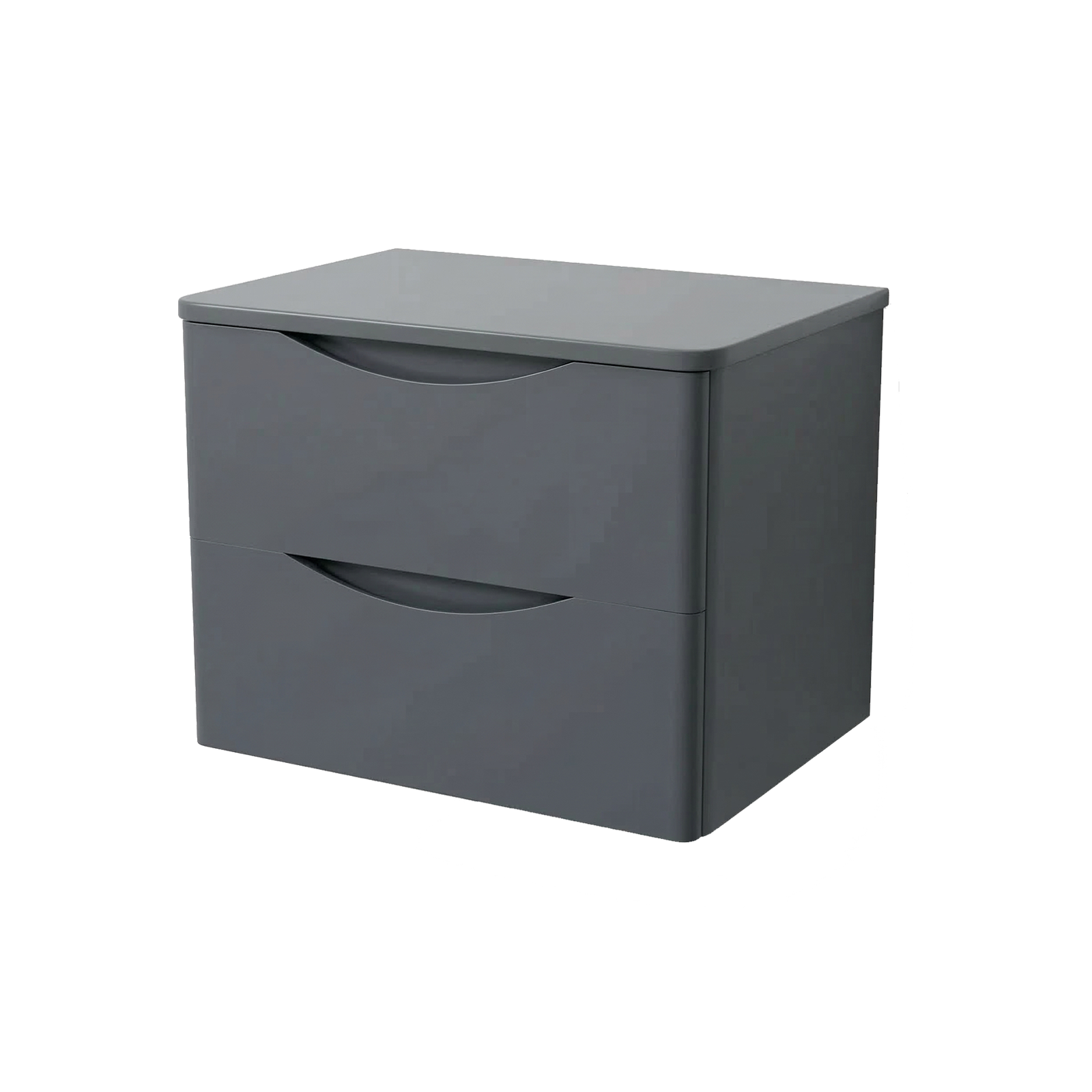 Merton 600mm Steel Grey 2 Drawer Wall Hung Worktop Vanity Unit