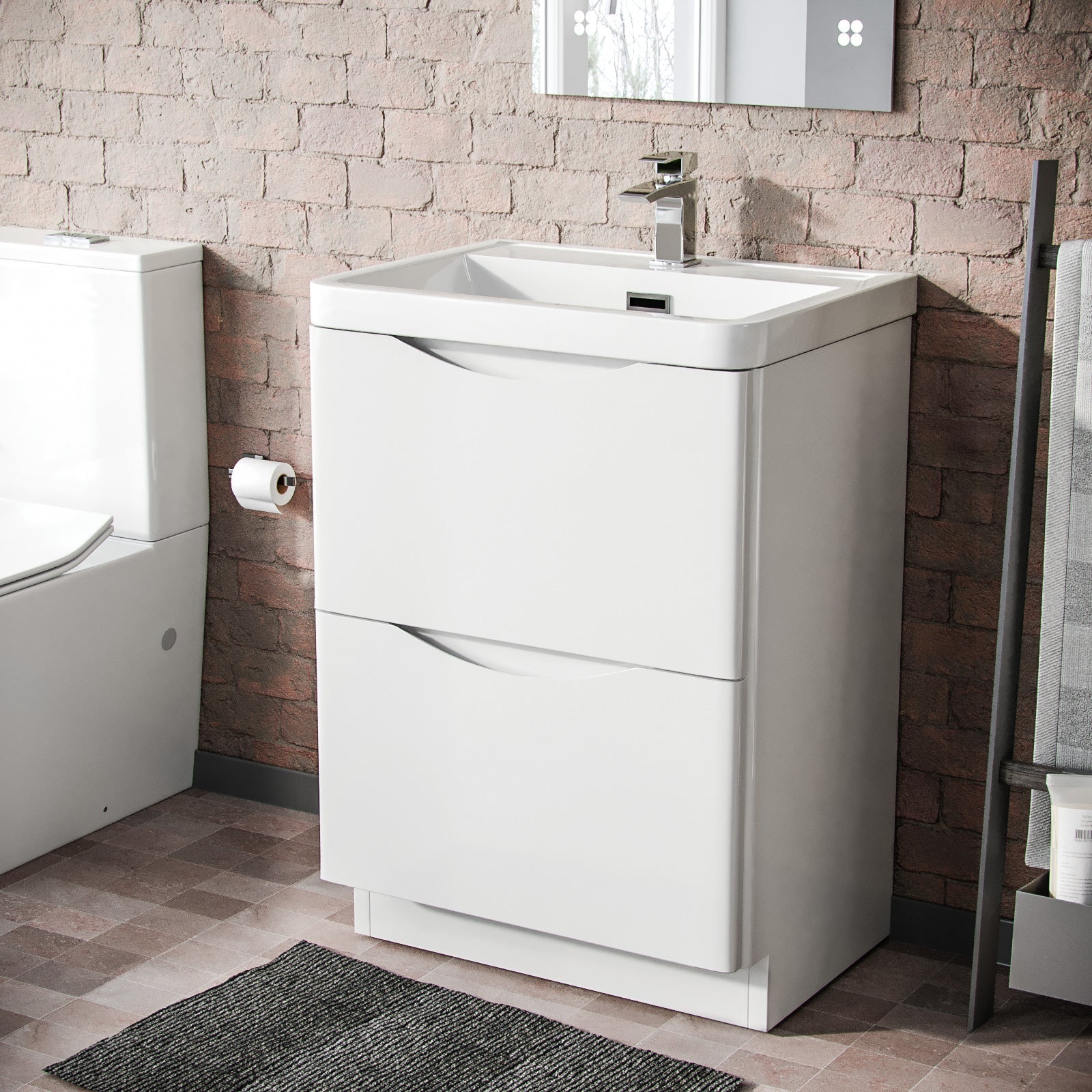 Merton 600mm Freestanding Bathroom Vanity Basin Unit White
