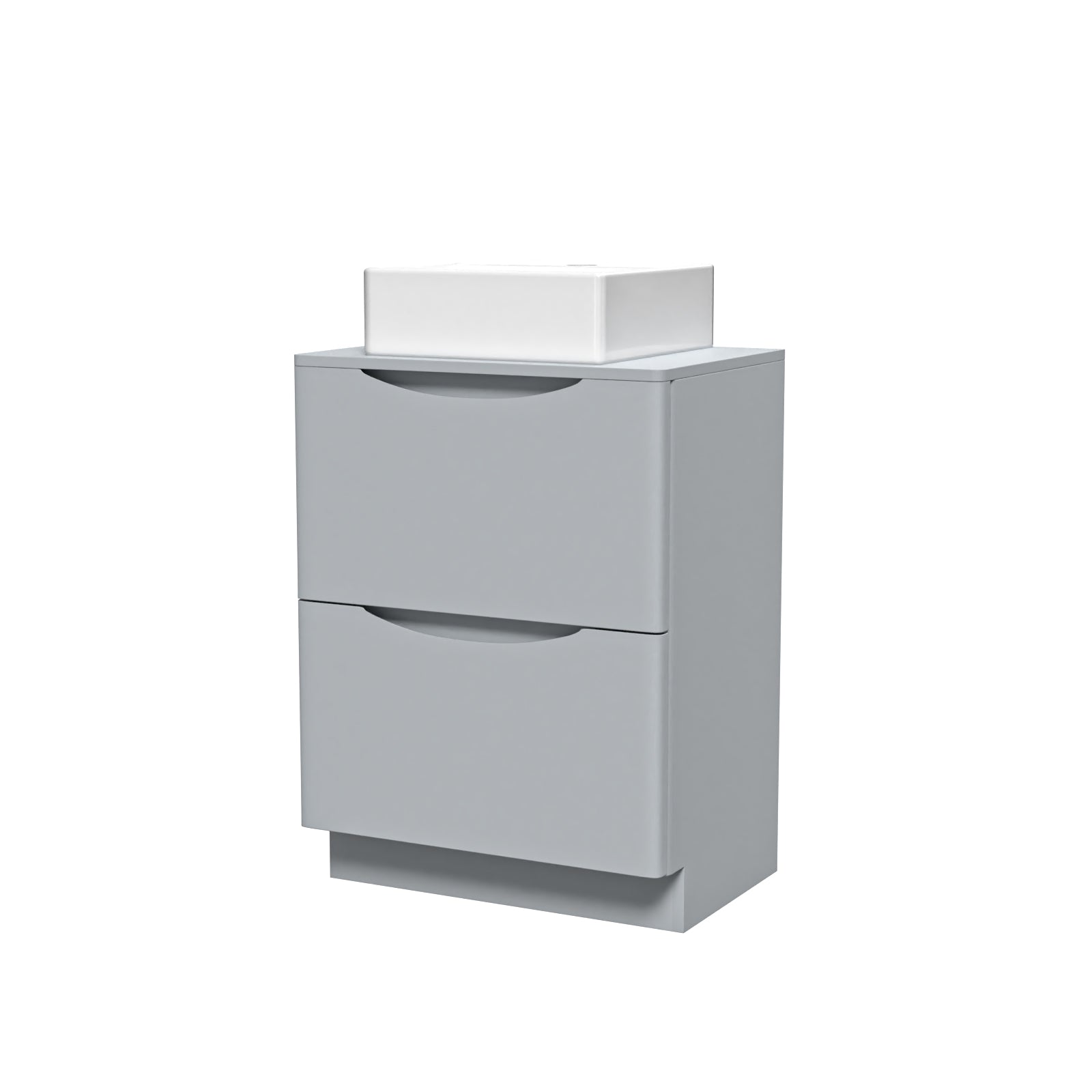 Merton 600mm Freestanding Matte Grey Vanity Unit Square Basin