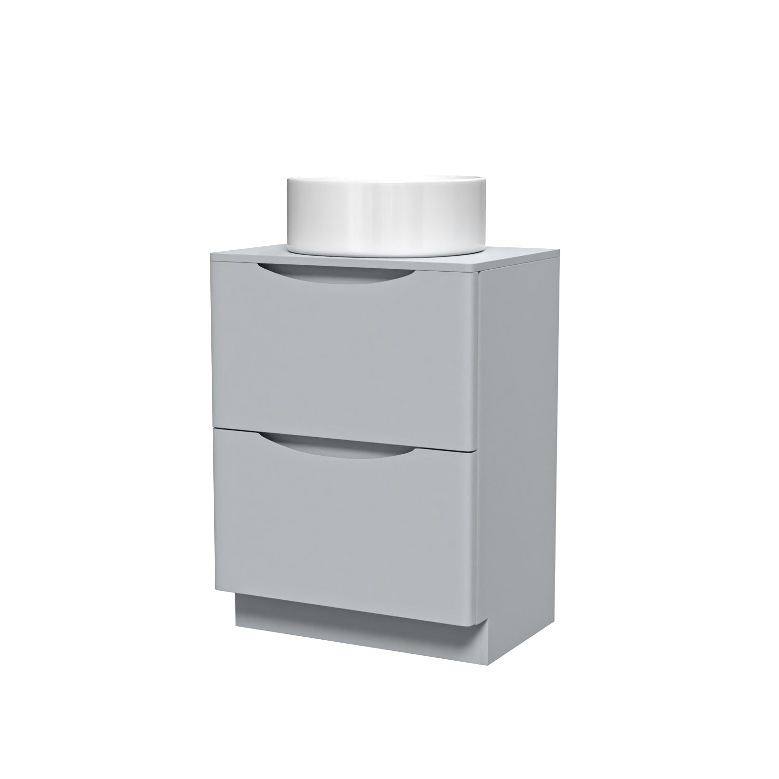 Merton 600mm Freestanding Matte Grey Vanity Unit Round Basin