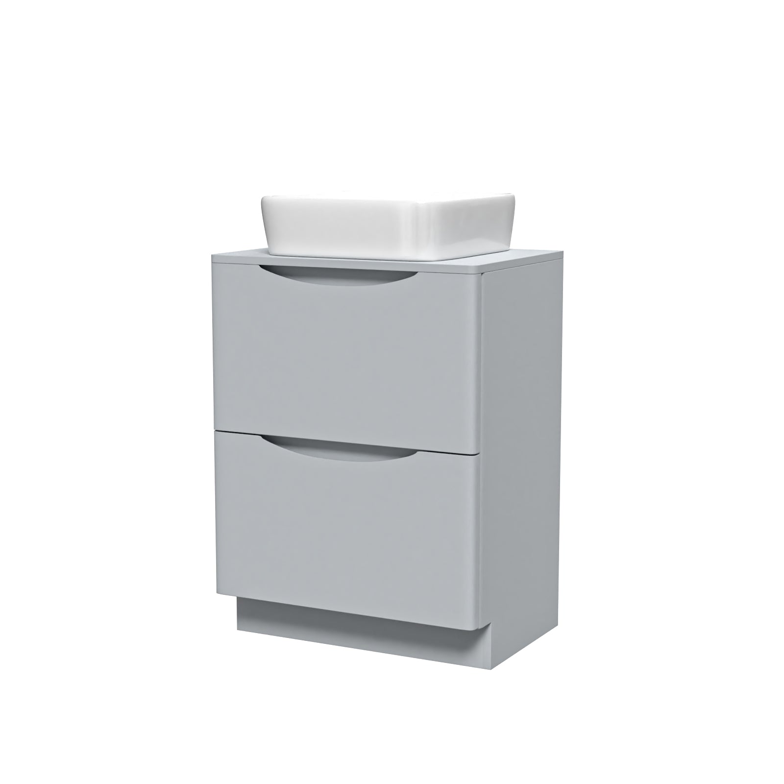 Merton 600mm Freestanding Matte Grey Vanity Unit Ceramic Rounded Corner Basin