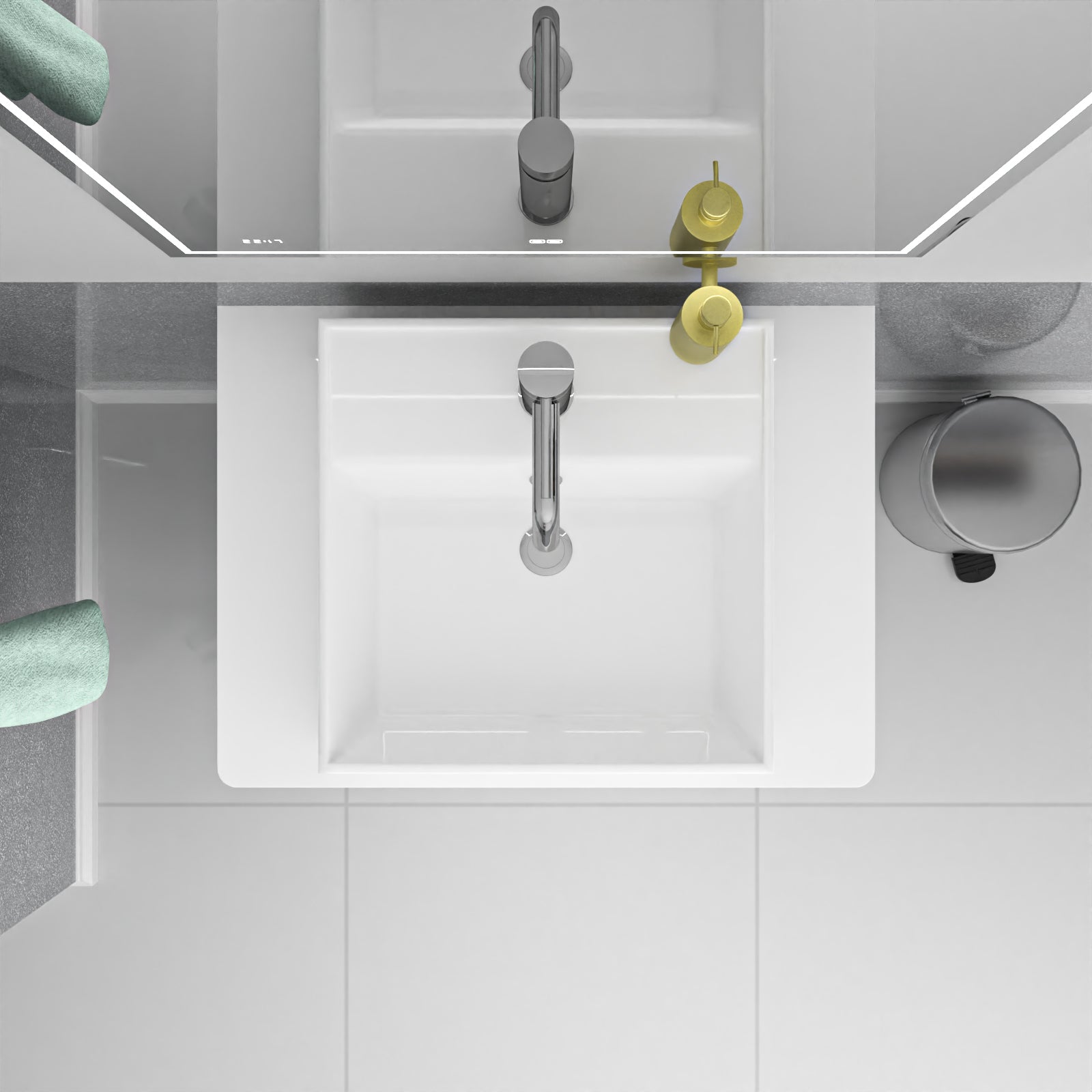 Merton 600mm White Freestanding 2 Drawers Vanity & Worktop With Square Basin