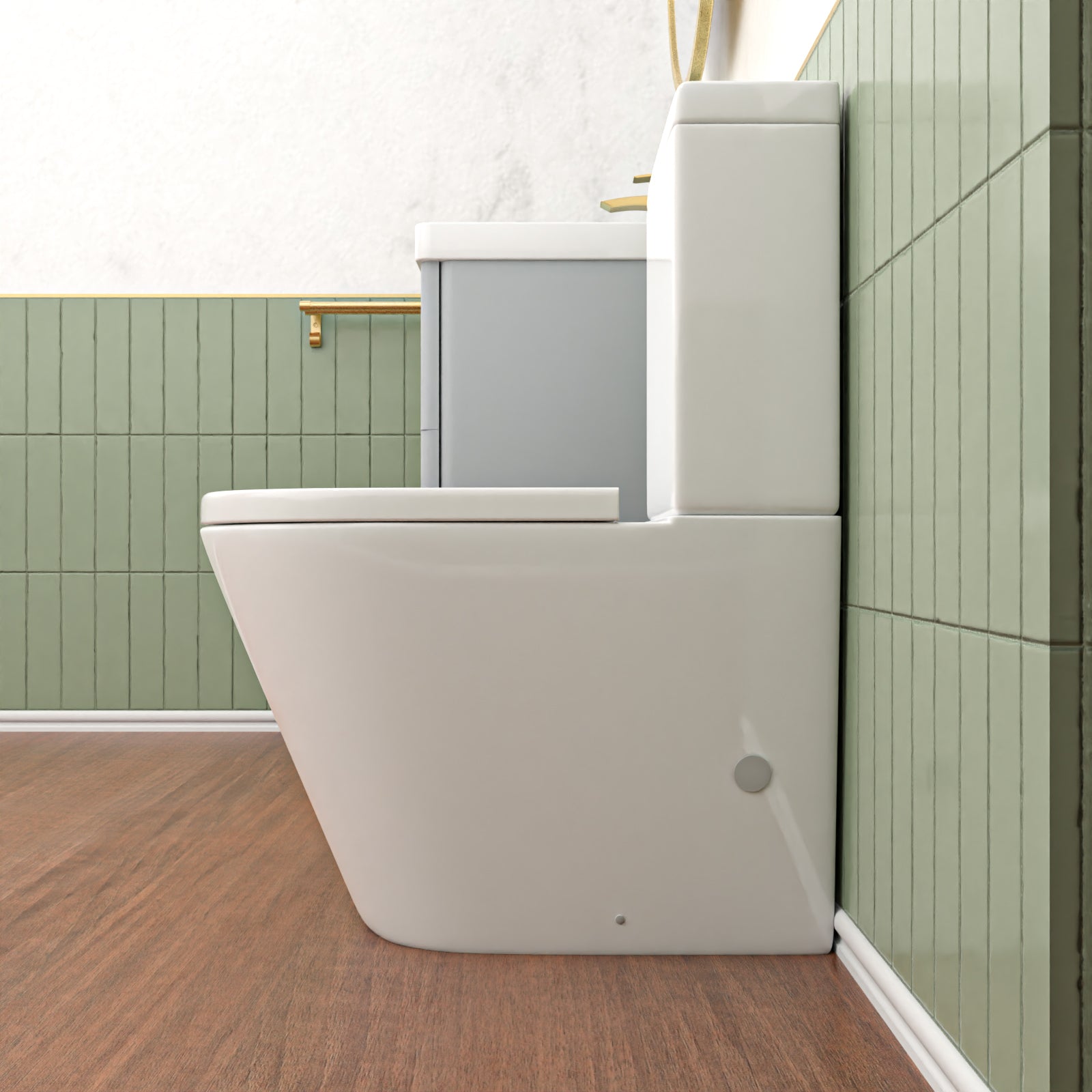 Merton 600mm Matte Grey Wall Hung Vanity Basin & Close Coupled Toilet