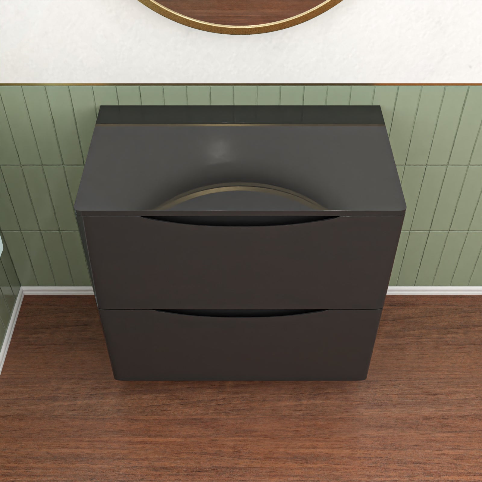 Dark Grey 800mm 2 Drawer Work Top Freestanding Bathroom Vanity Unit