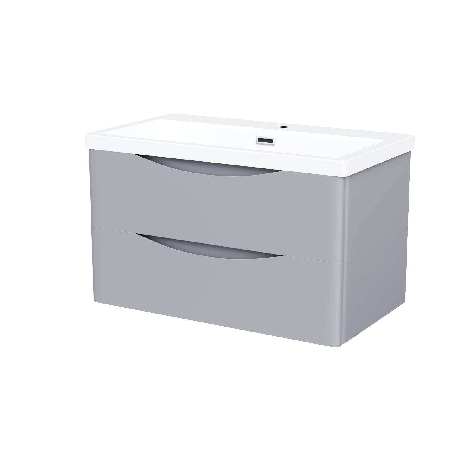 Merton Matte Grey 800mm Wall Hung Drawer & Resin White Basin Sink Vanity Unit