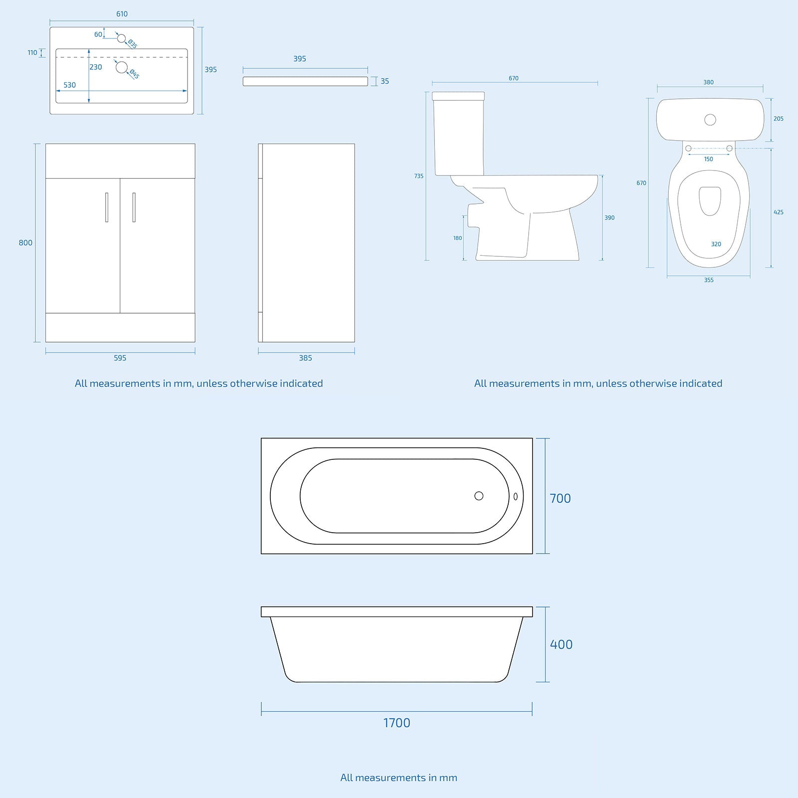 Nanuya Close Coupled Toilet Vanity Bathroom Suite, Bath & Grid Bath Screen