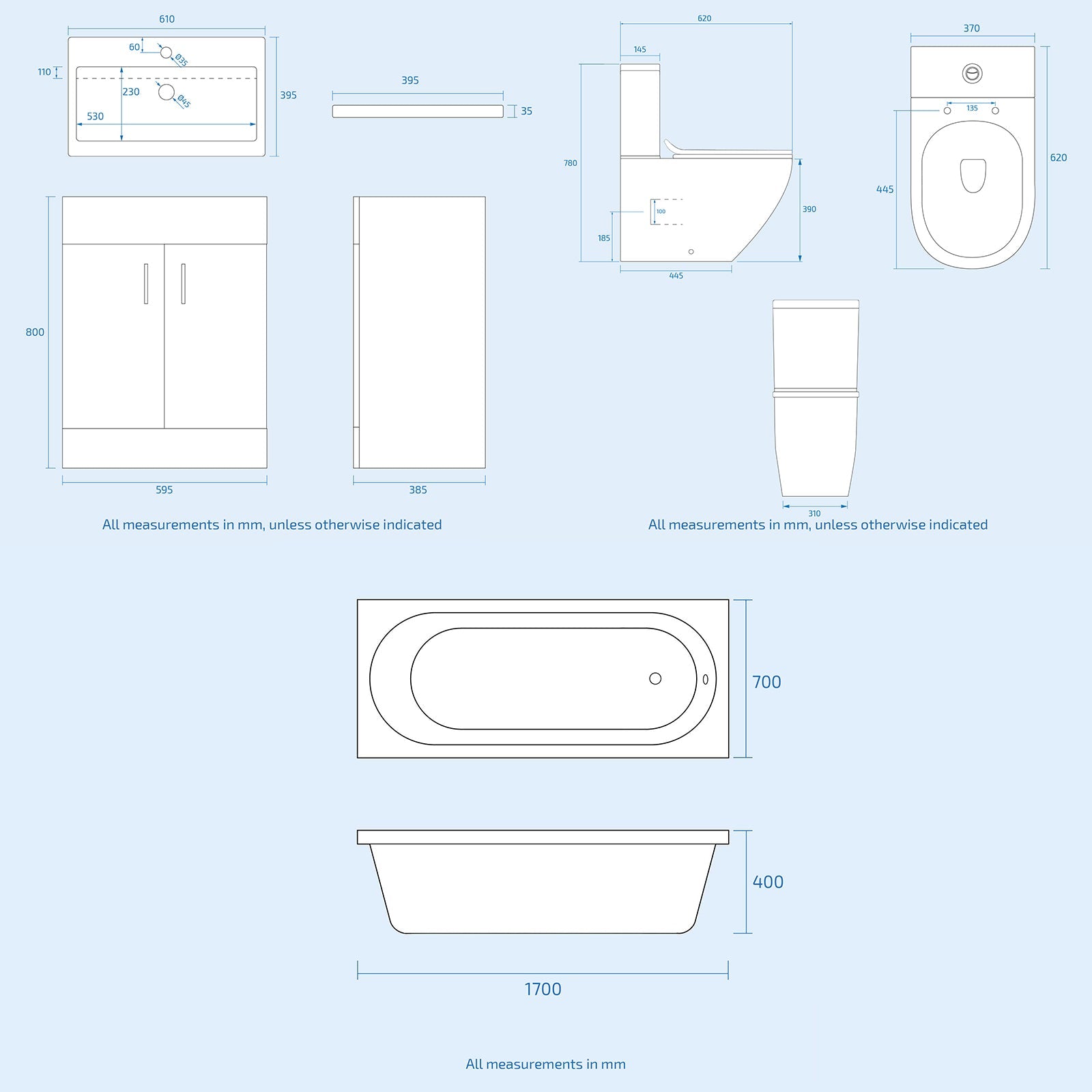 Nanuya Black Toilet Vanity Bathroom Suite with Bath & Black Grid Bath Screen