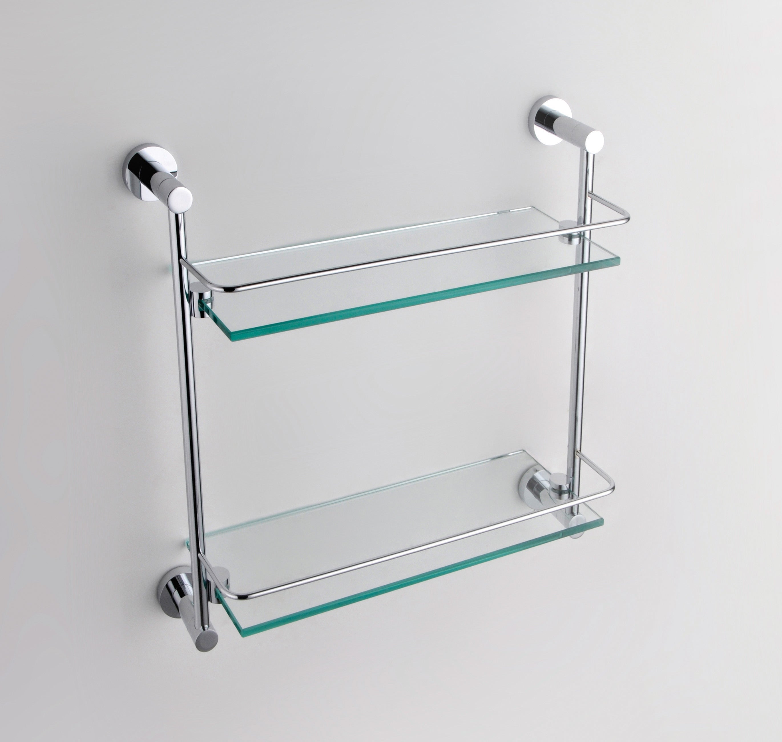 Modern Round Brass Double Glass Shelf