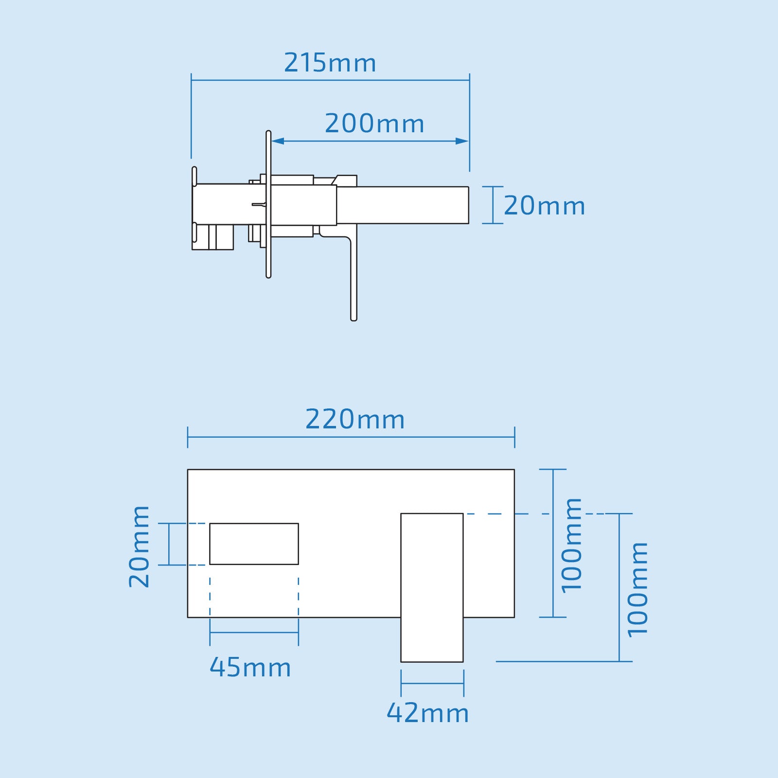 Brayton Modern Wall Mounted Concealed Square Basin Mixer Tap