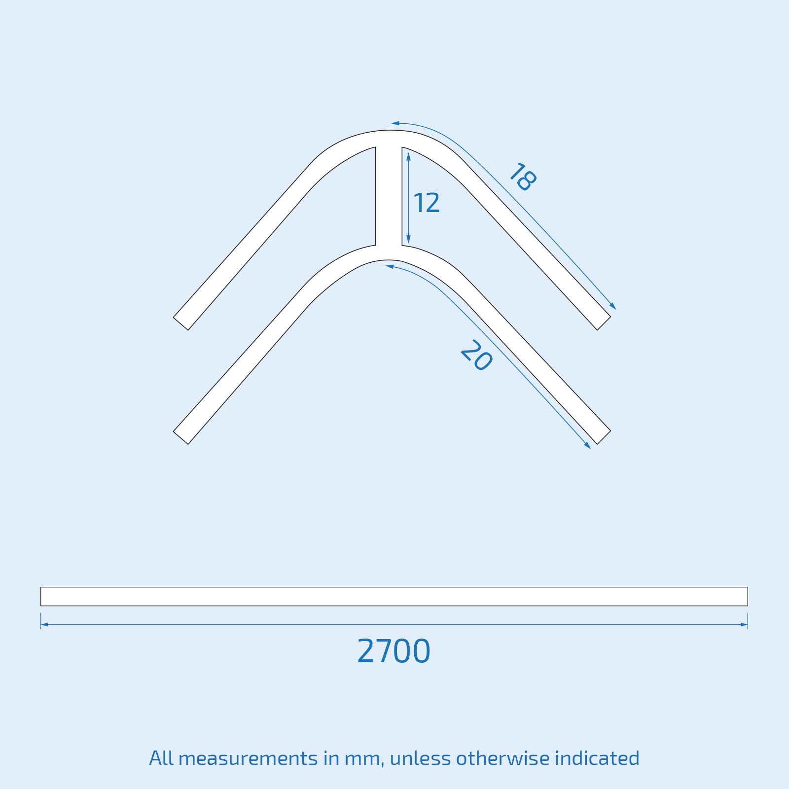 Measurement diagram of a ceiling light fixture with dimensions