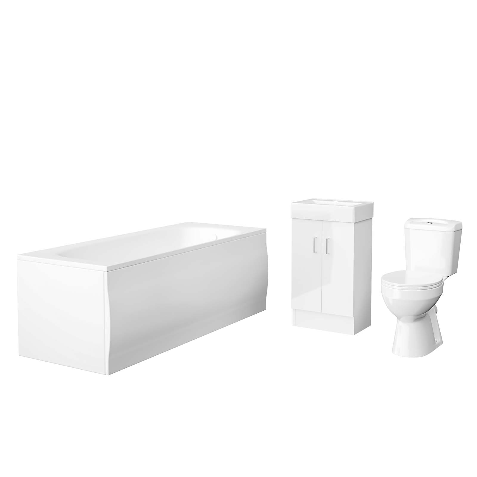 Nanuya 450mm Freestanding Basin Vanity Unit, Toilet & Round Bath With Panels