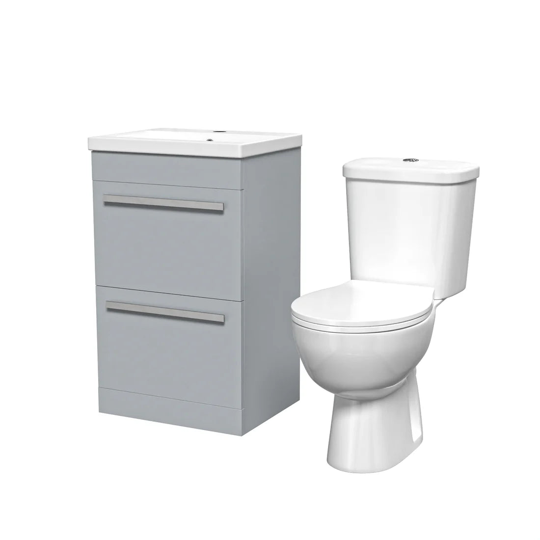Nanuya 500mm Matte Grey 2 Drawers Vanity White Close Coupled Toilet